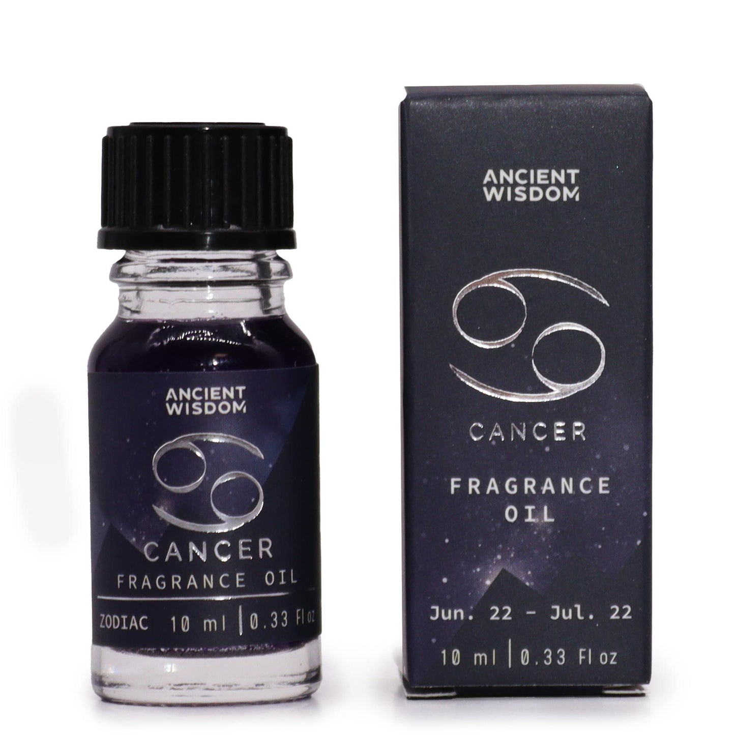 Sternzeichen-Duftöl Krebs 10ml mit Sternzeichen-Symbol und Datumsangabe.