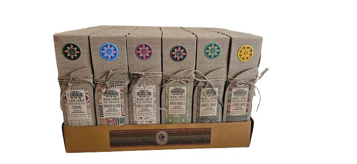 Starter set of 6 ritual incense sticks in a cardboard display box.