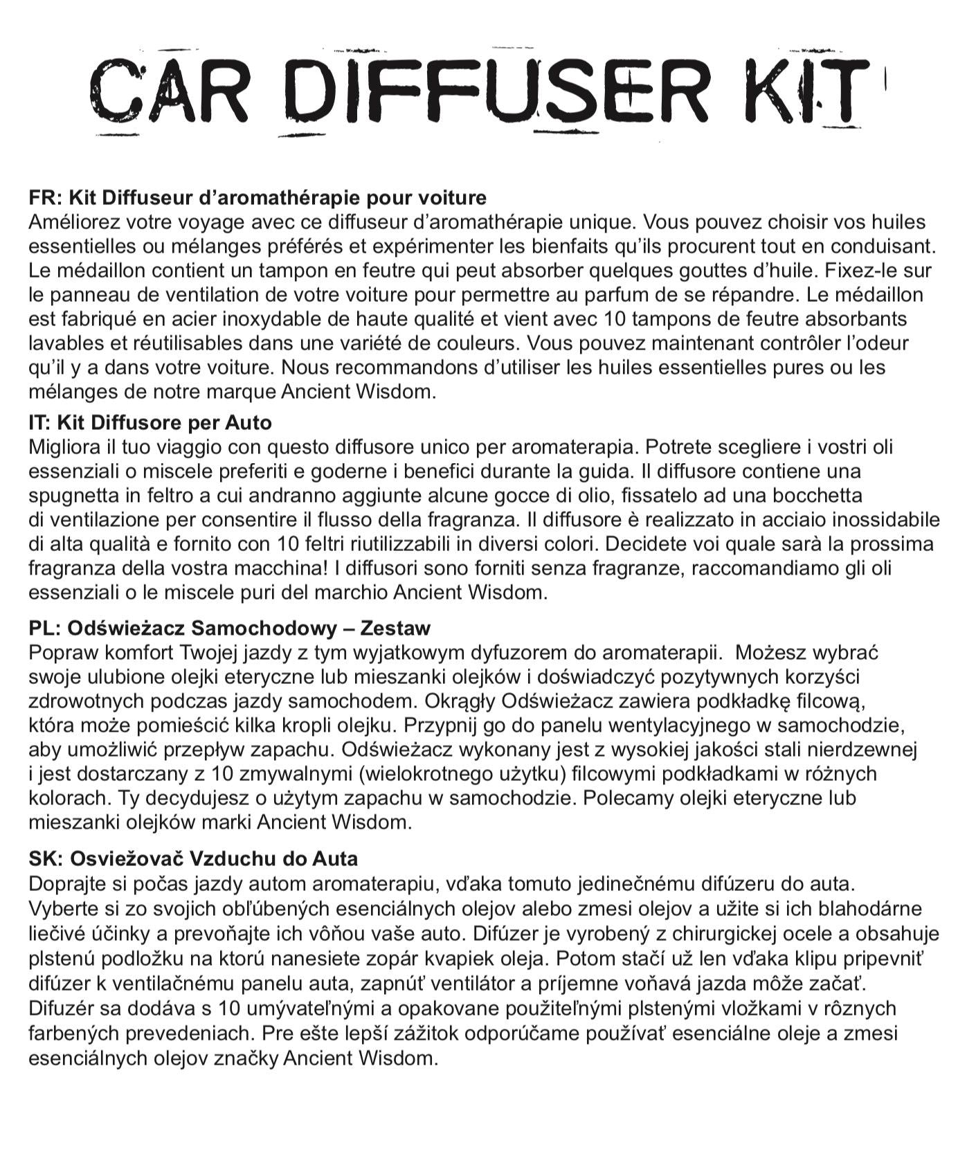 Auto-Aroma-Diffuser mit Lebensblumen-Design und 10 Filzpads.