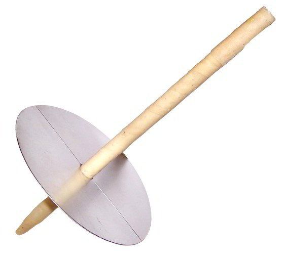 Two scented lavender ear candles with a wooden handle and a silver disc.