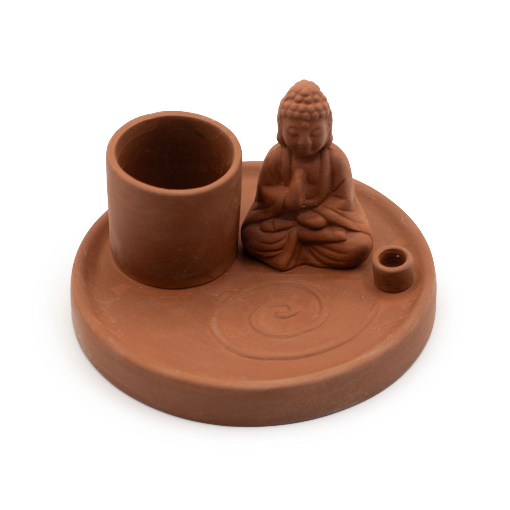 Keramik Räucherhalter mit Buddha-Figur für verschiedene Räucherwerke.
