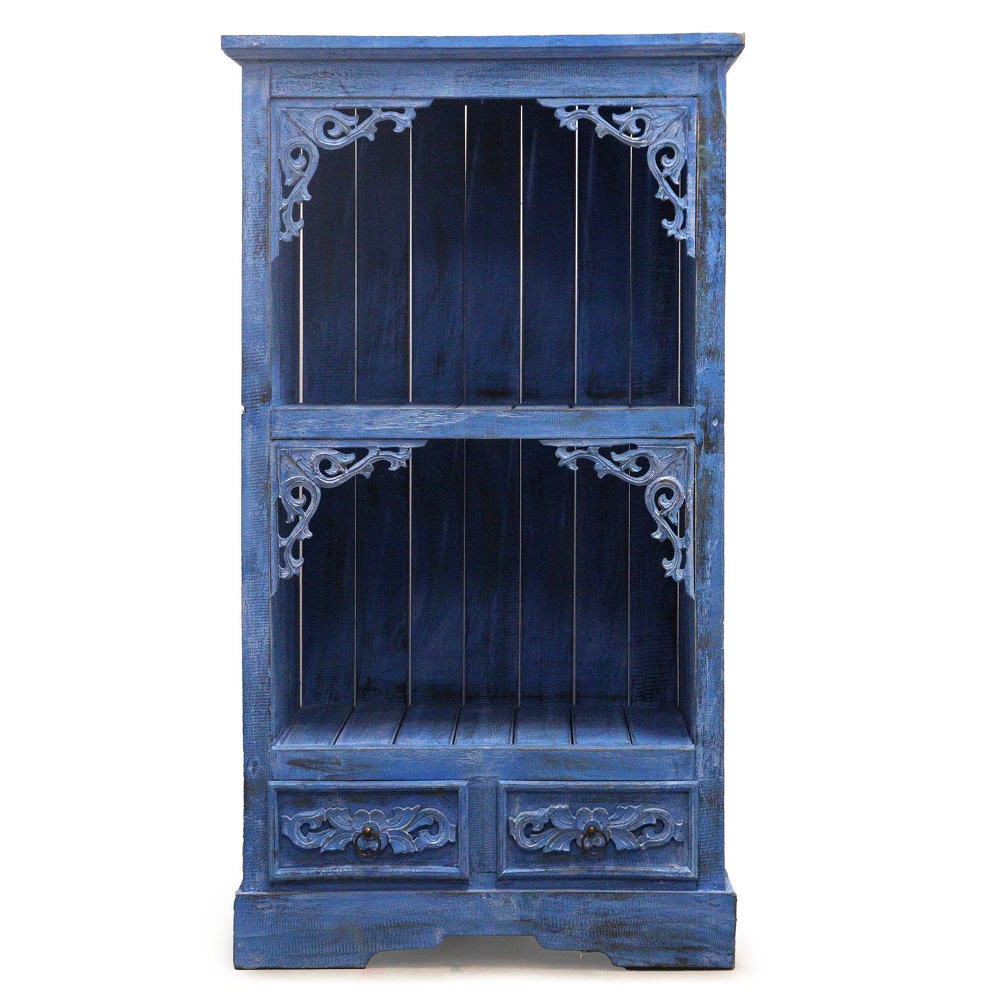 Albasiaholz-Badezimmerschränke – Natürliche Handwerkskunst aus Bali / Blau