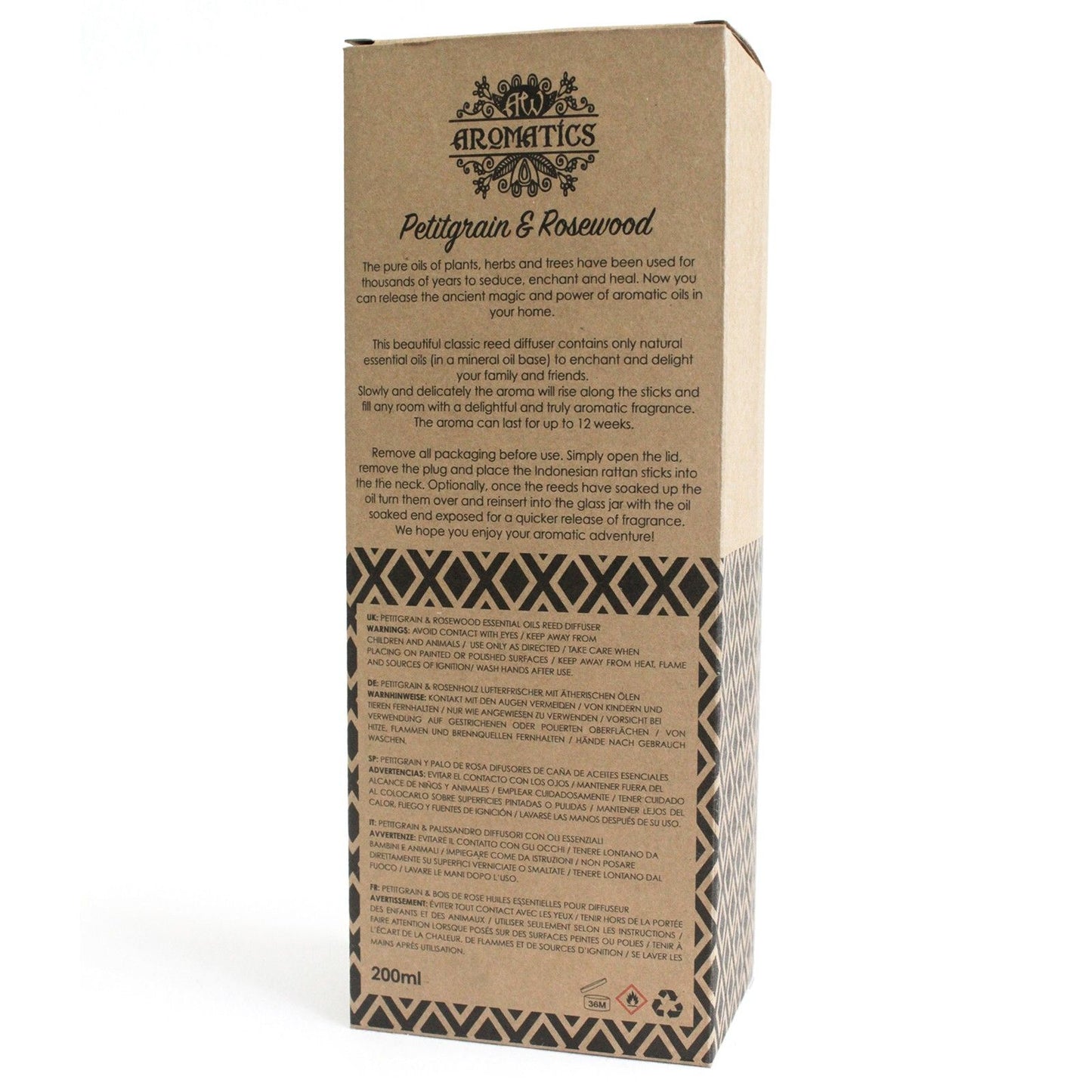 200ml Petitgrain & Rosewood Raumduft aus natürlichen ätherischen Ölen.