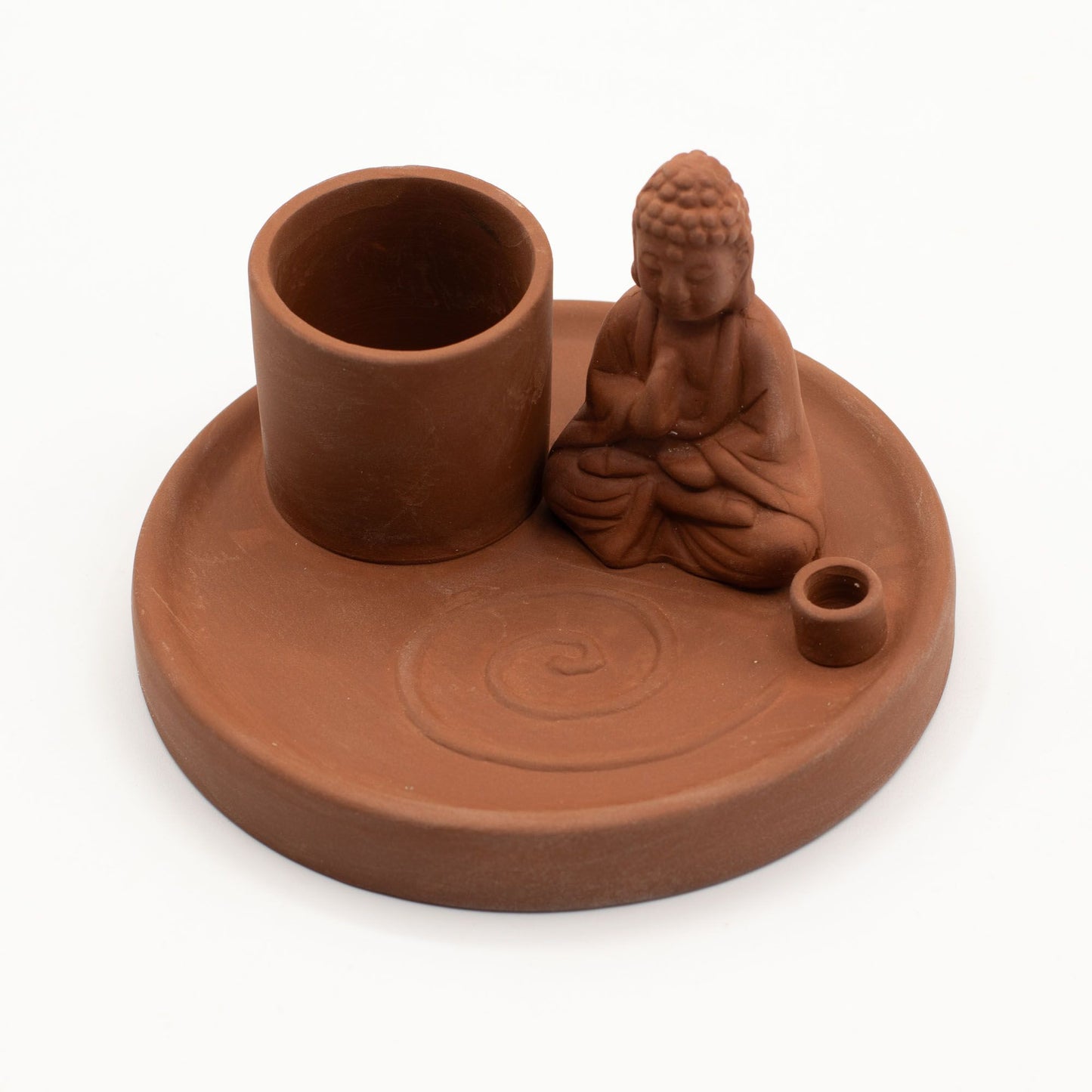 Keramik Buddha Räucherhalter für verschiedene Räucherformen mit integrierten Halterungen.