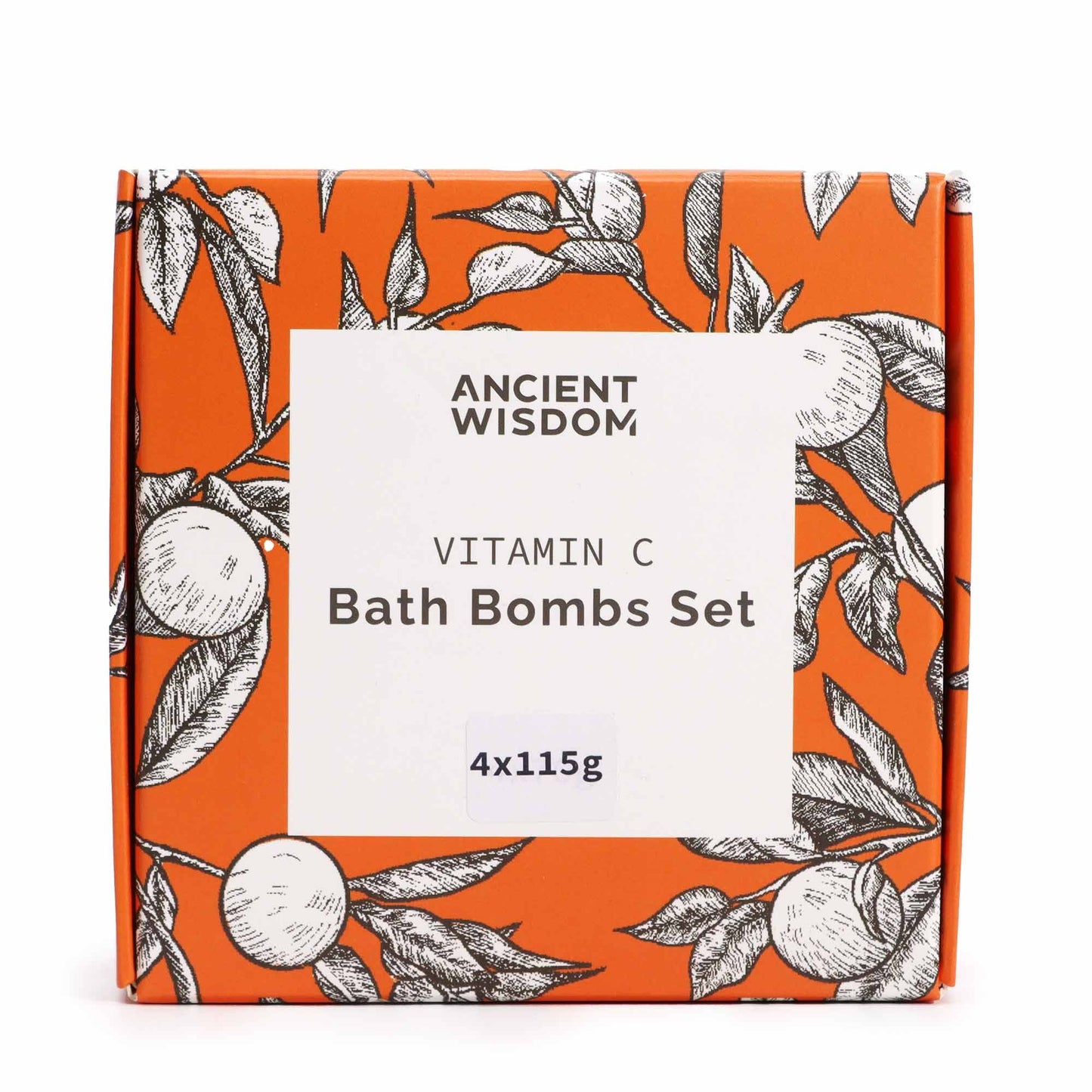 Vitamin C Badebomben-Set mit Orangenmuster, 4 Stück à 115g.