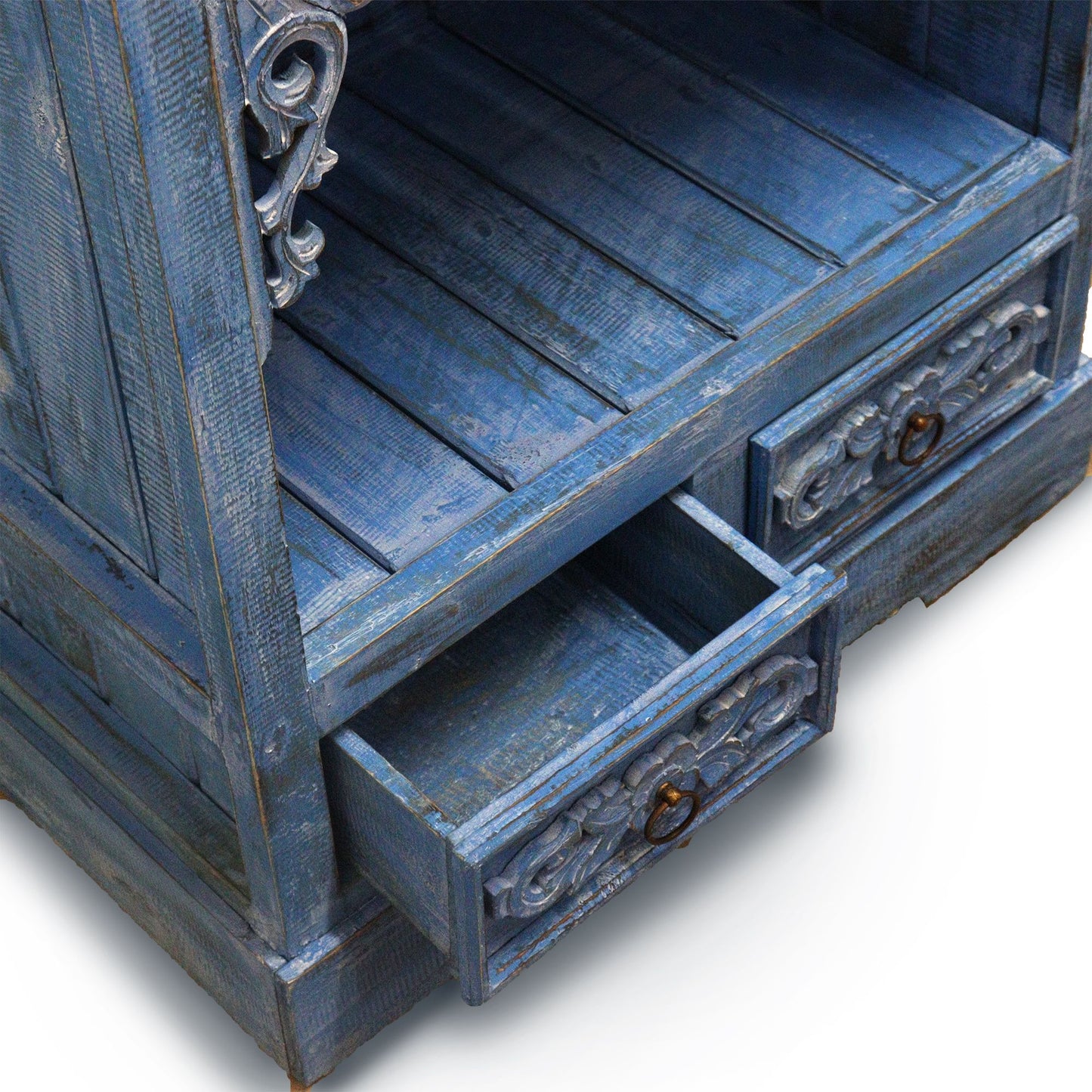 Albasiaholz-Badezimmerschränke – Natürliche Handwerkskunst aus Bali / Blau