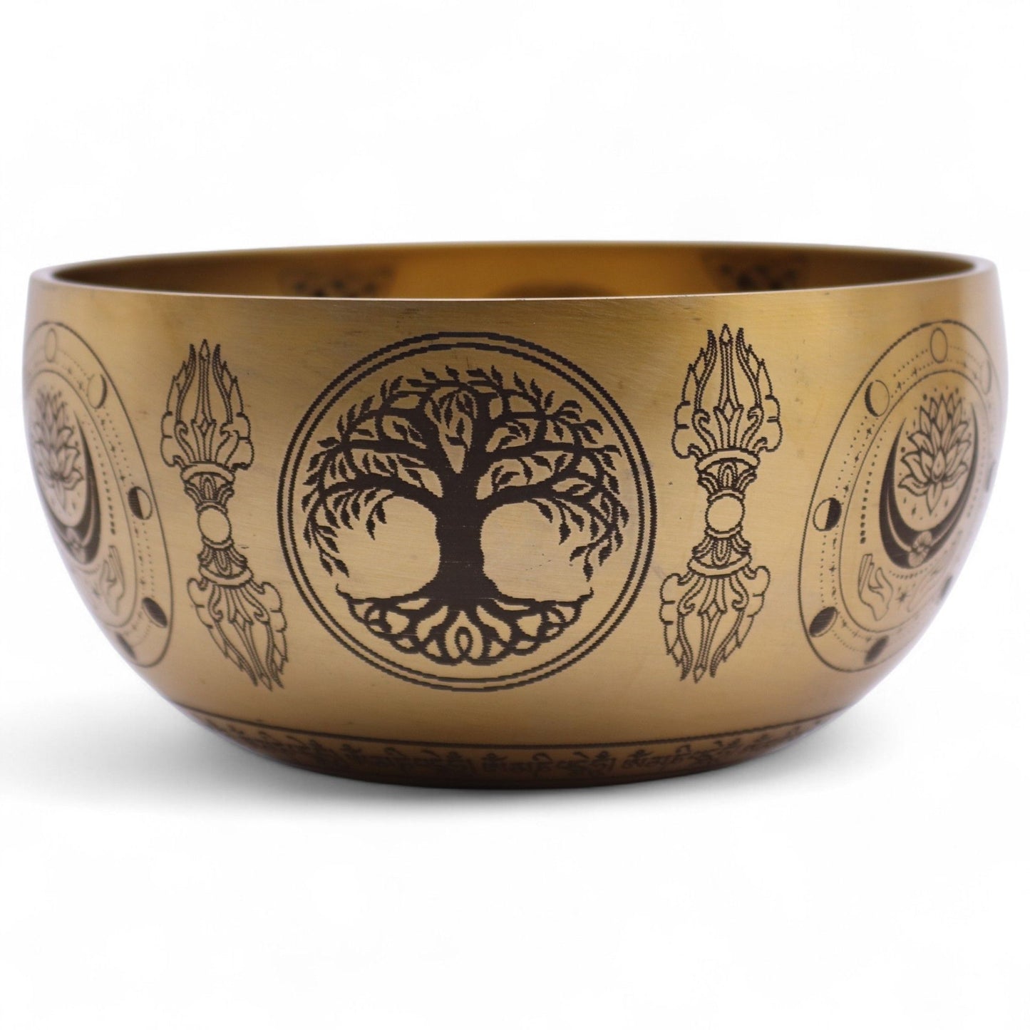 Set aus 4 Buddha Klangschalen aus Messing mit Gravuren