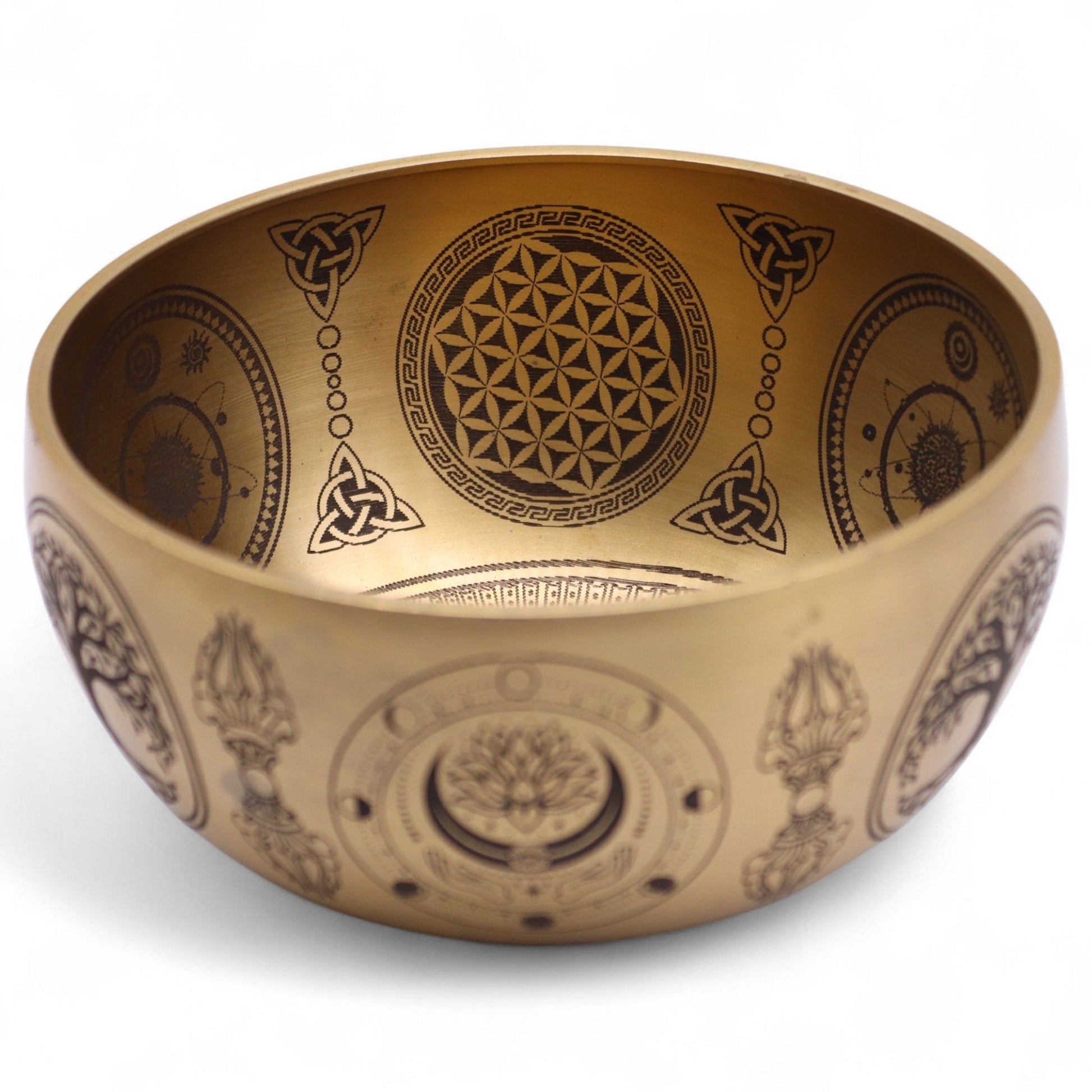 Set aus 4 Buddha Klangschalen aus Messing mit Gravuren
