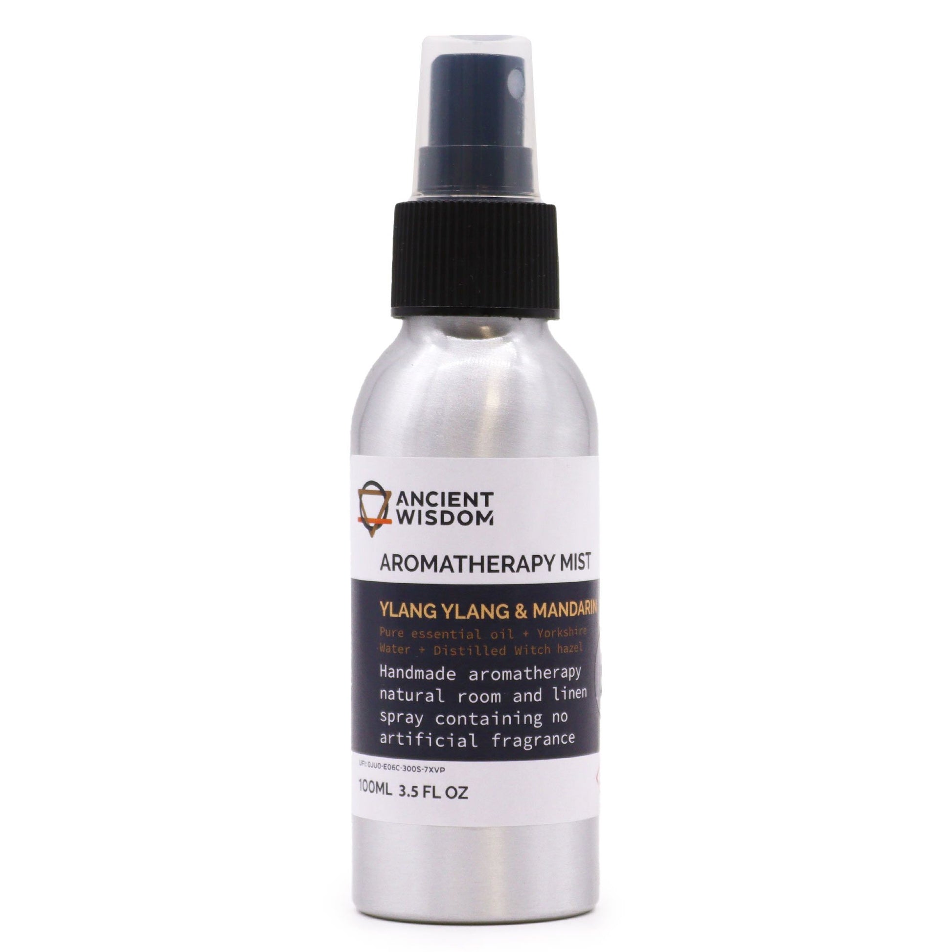 Aromatherapie-Spray mit Ylang Ylang & Mandarine in Aluminiumflasche.