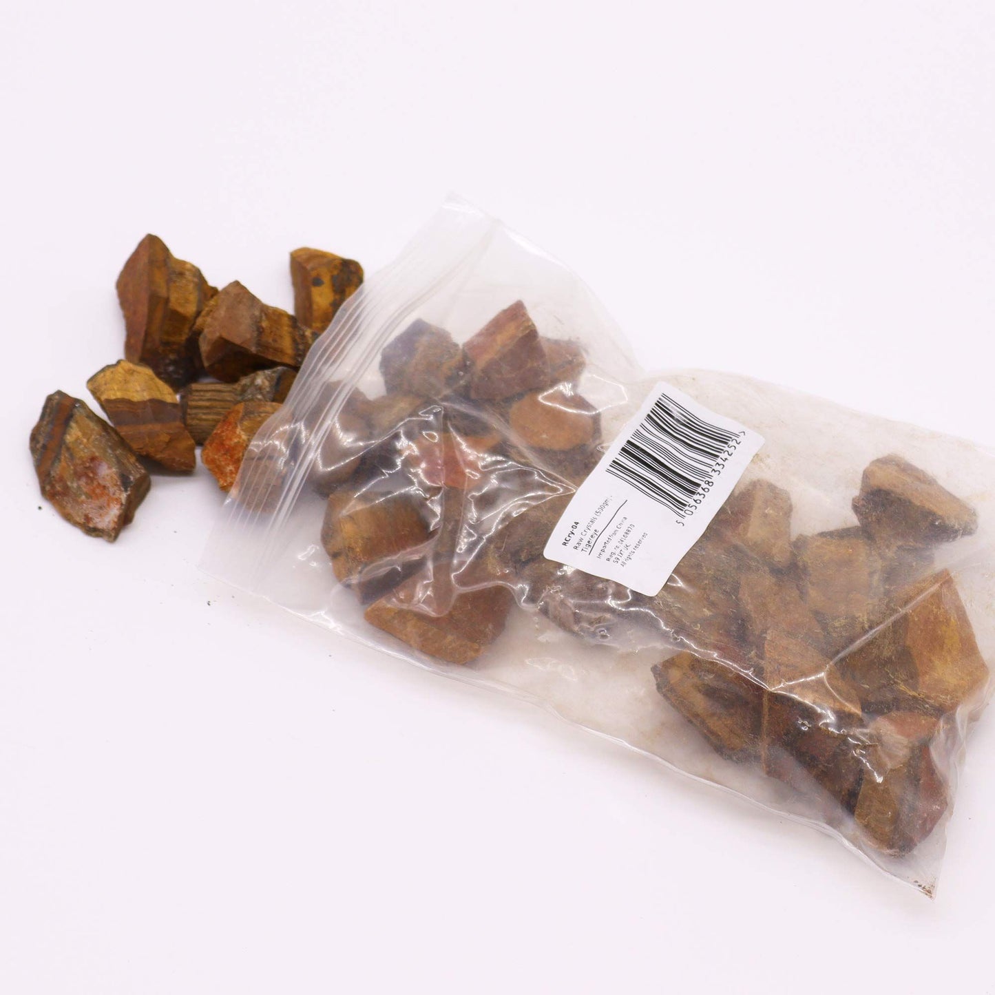 Tigerauge-Rohsteine in einer Plastiktüte, 500 g.