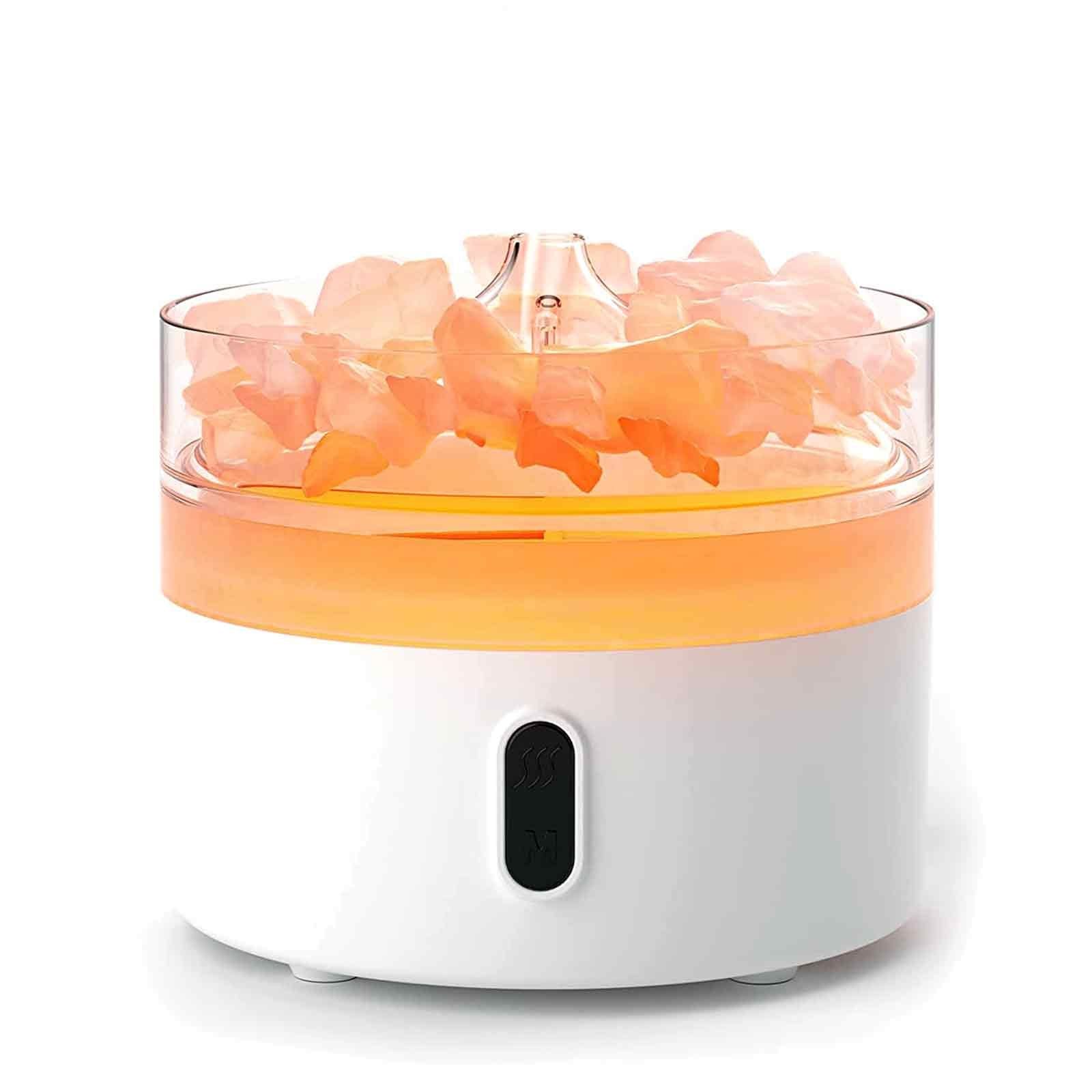 Himalaya-Salz-Aroma-Diffuser mit Flammeneffekt und Nachtlichtfunktion.
