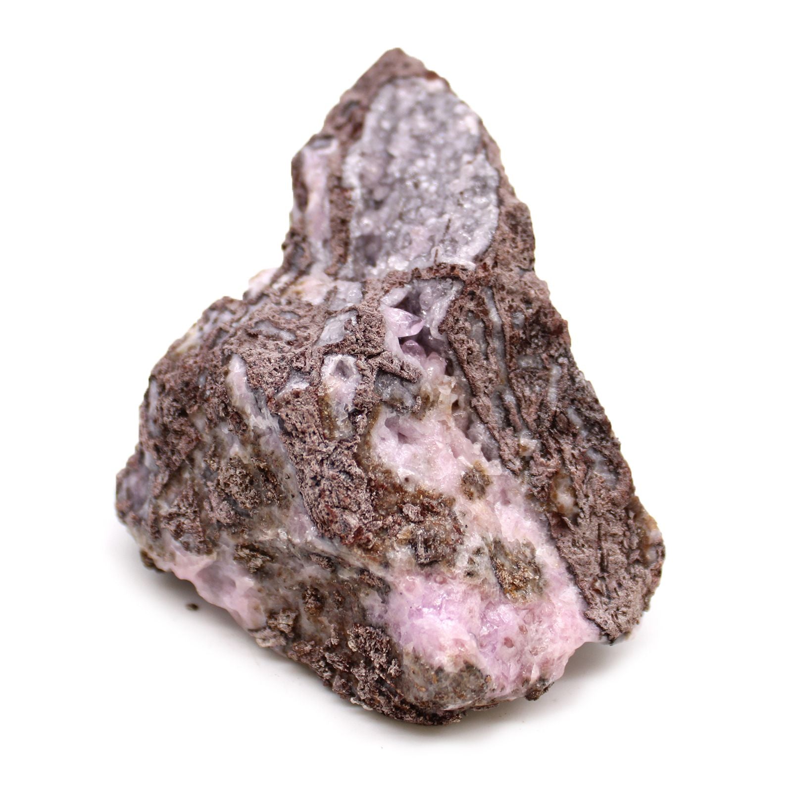 Ein roher, pinker Kobalt-Calcit-Stein mit rauer Textur.