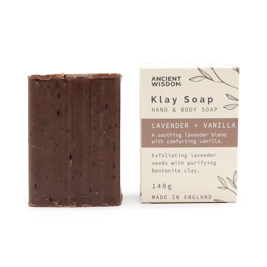 Natürliche Tonerde-Seife mit Lavendel und Vanille Duft.