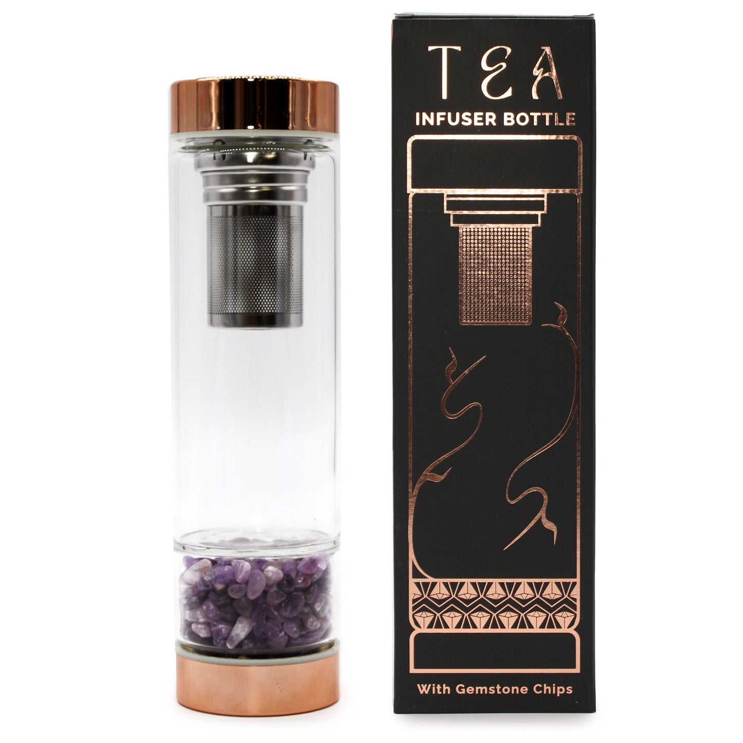 Edelstein-Infuser-Glasflasche – Amethyst