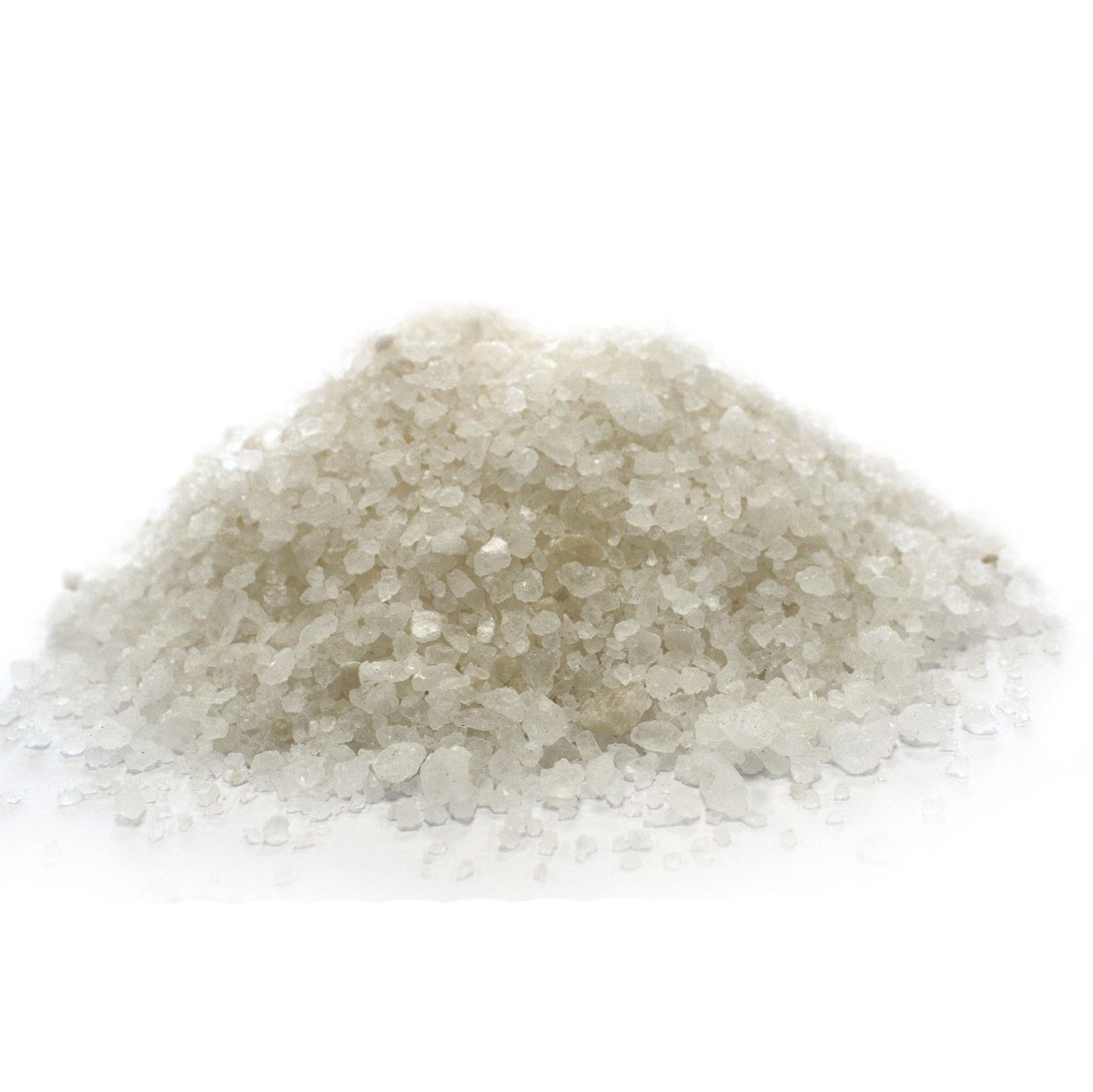 Pile of coarse white Himalayan bath salts.