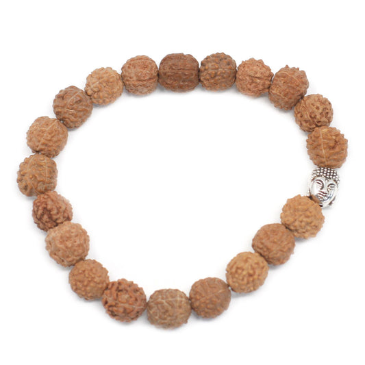 Rudraksha bangle mala with a Buddha charm.