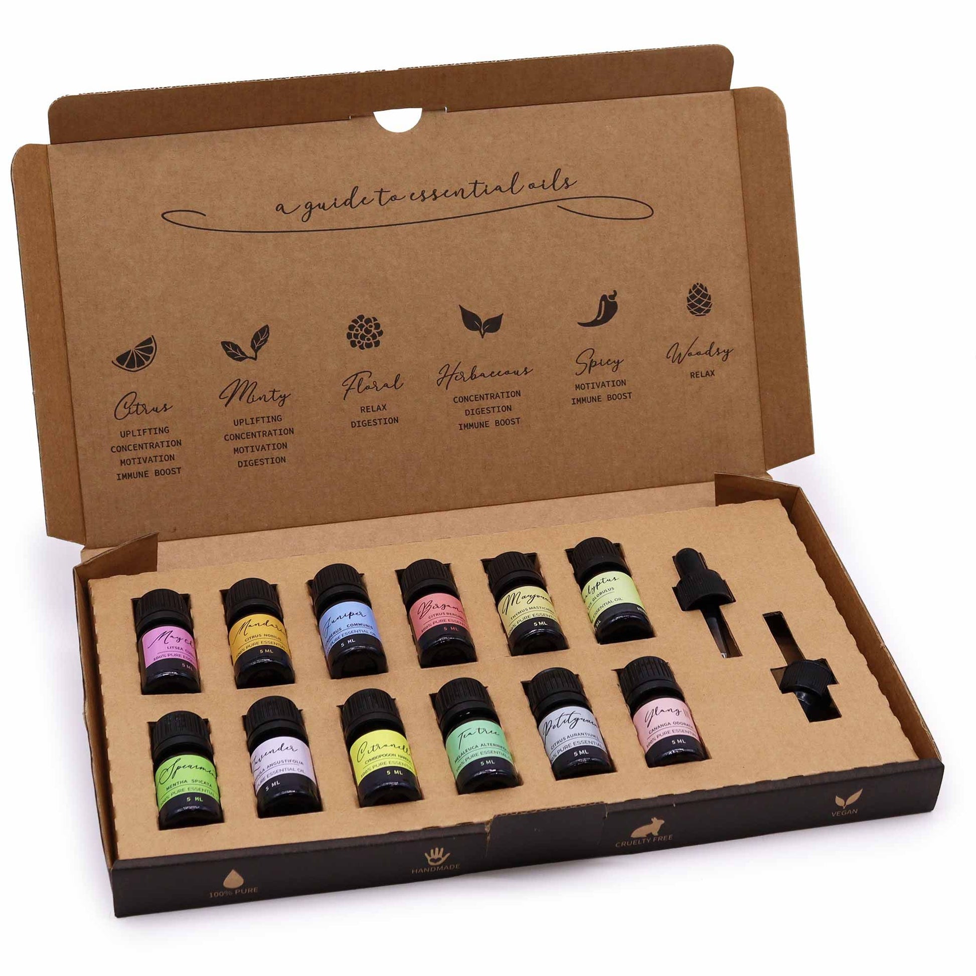 Aromatherapie ätherische Öle Frühlings-Set 12 × 5 ml inklusive zwei Pipetten
