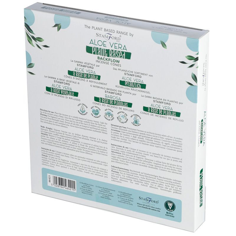 Pflanzliche Backflow Räucherkegel mit Aloe Vera Duft.