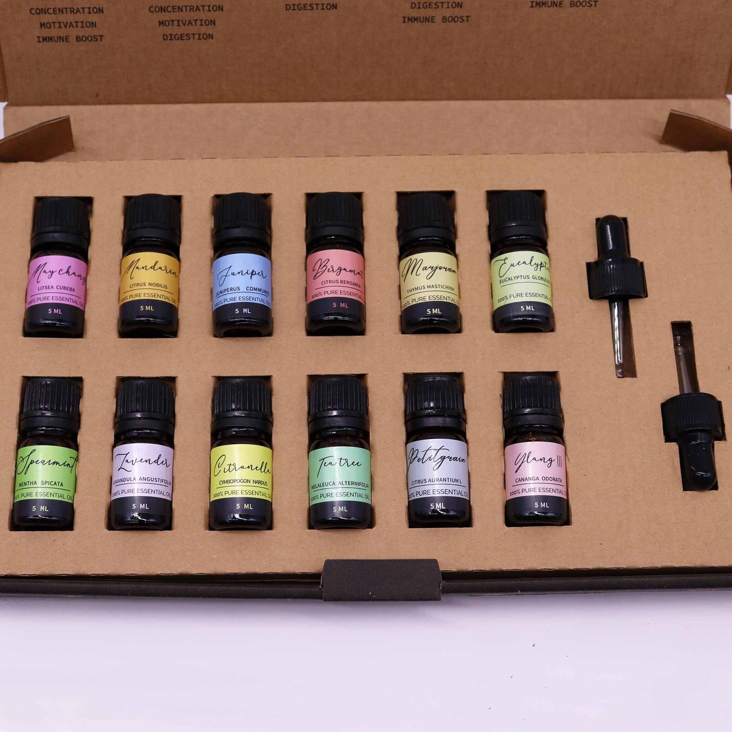 Aromatherapie ätherische Öle Frühlings-Set 12 × 5 ml inklusive zwei Pipetten