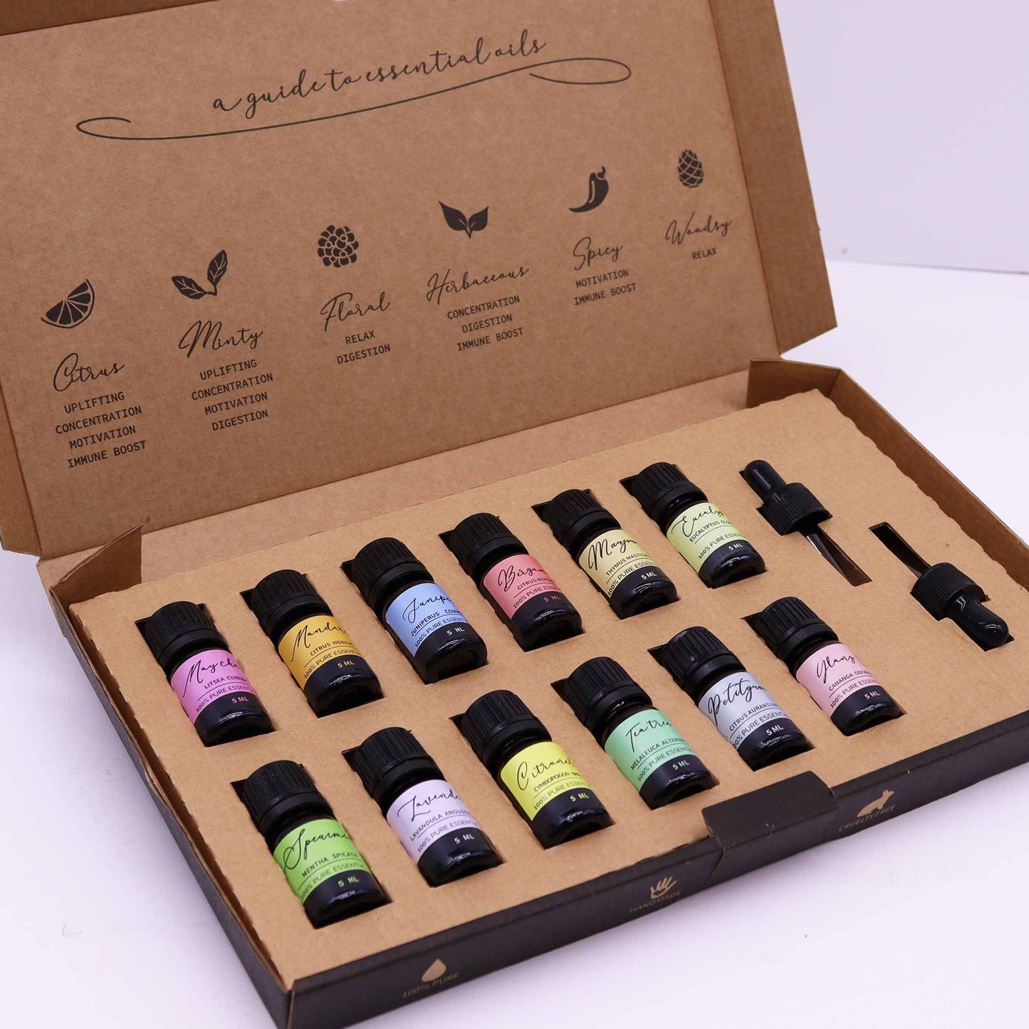 Aromatherapie ätherische Öle Frühlings-Set 12 × 5 ml inklusive zwei Pipetten