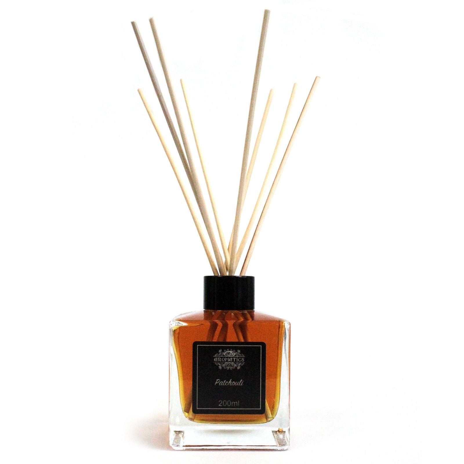 200ml Patchouli Raumduft in Glasflasche mit Rattanstäbchen