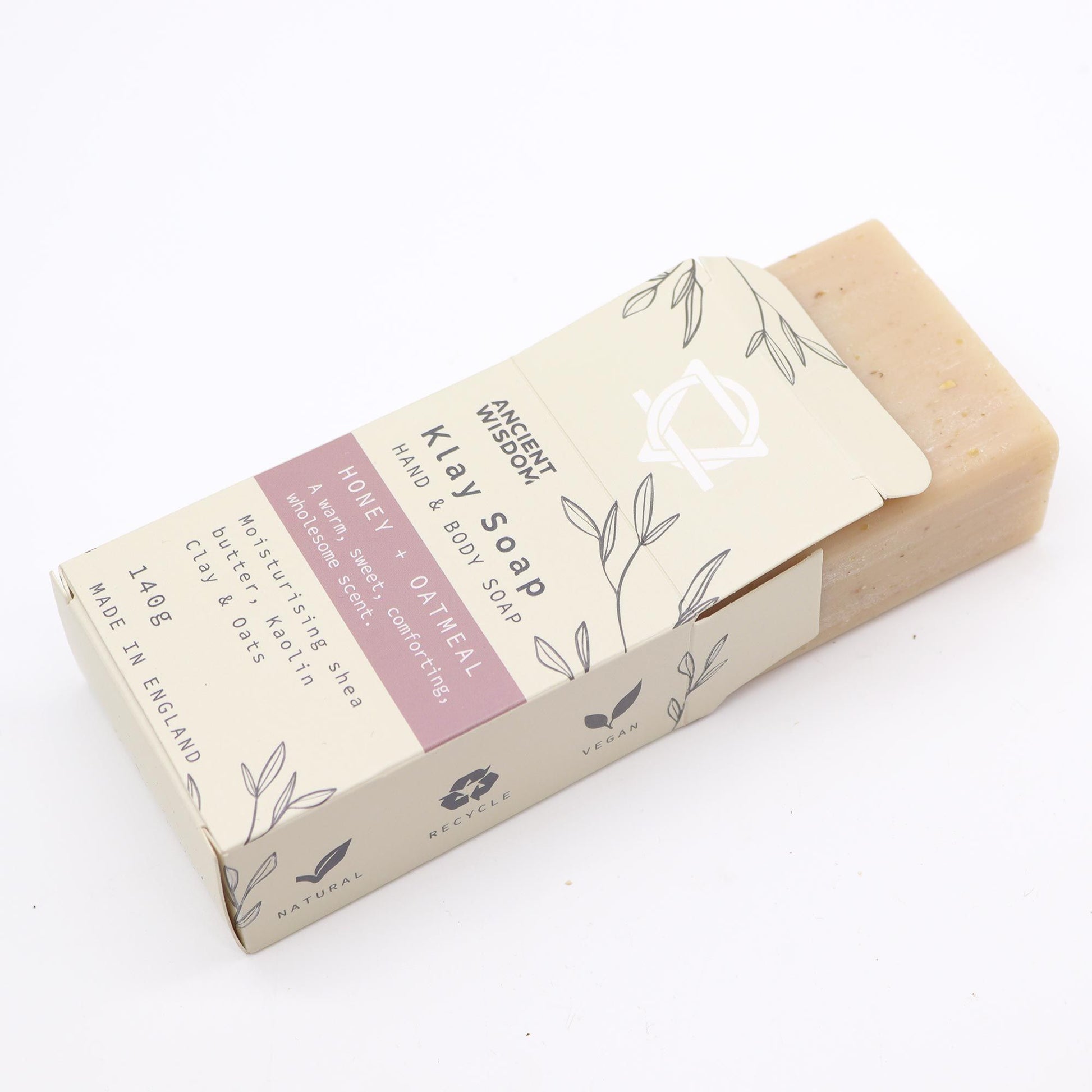 Natürliche Tonerde-Seife mit Kaolin und Hafer - Honigduft