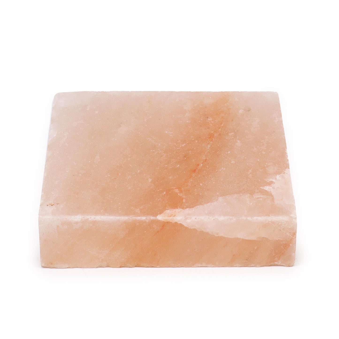 Quadratische rosa Himalaya-Salzplatte mit natürlicher Struktur.