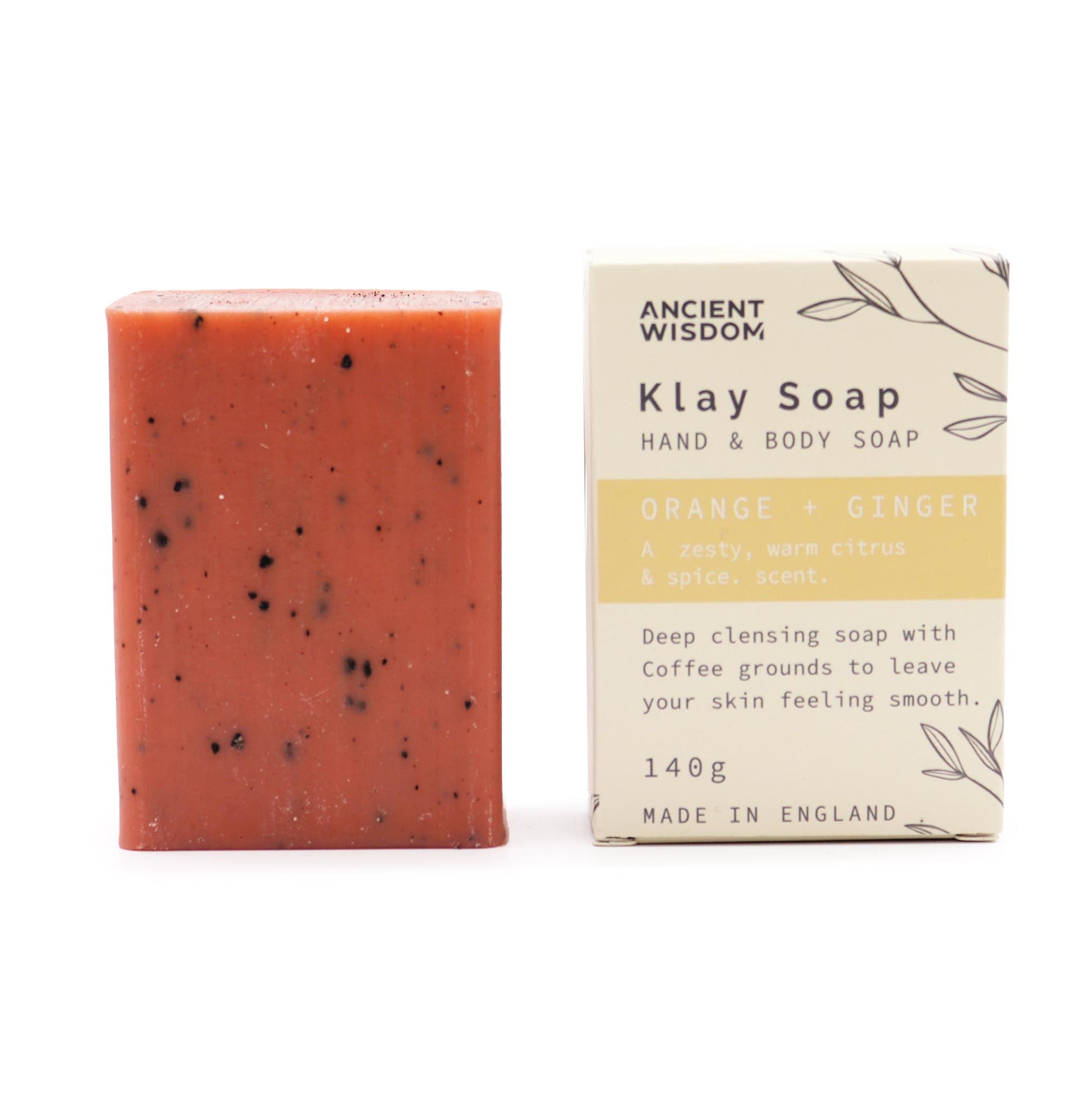 Orange und Ingwer Klay Seife mit Kaffee-Peeling.