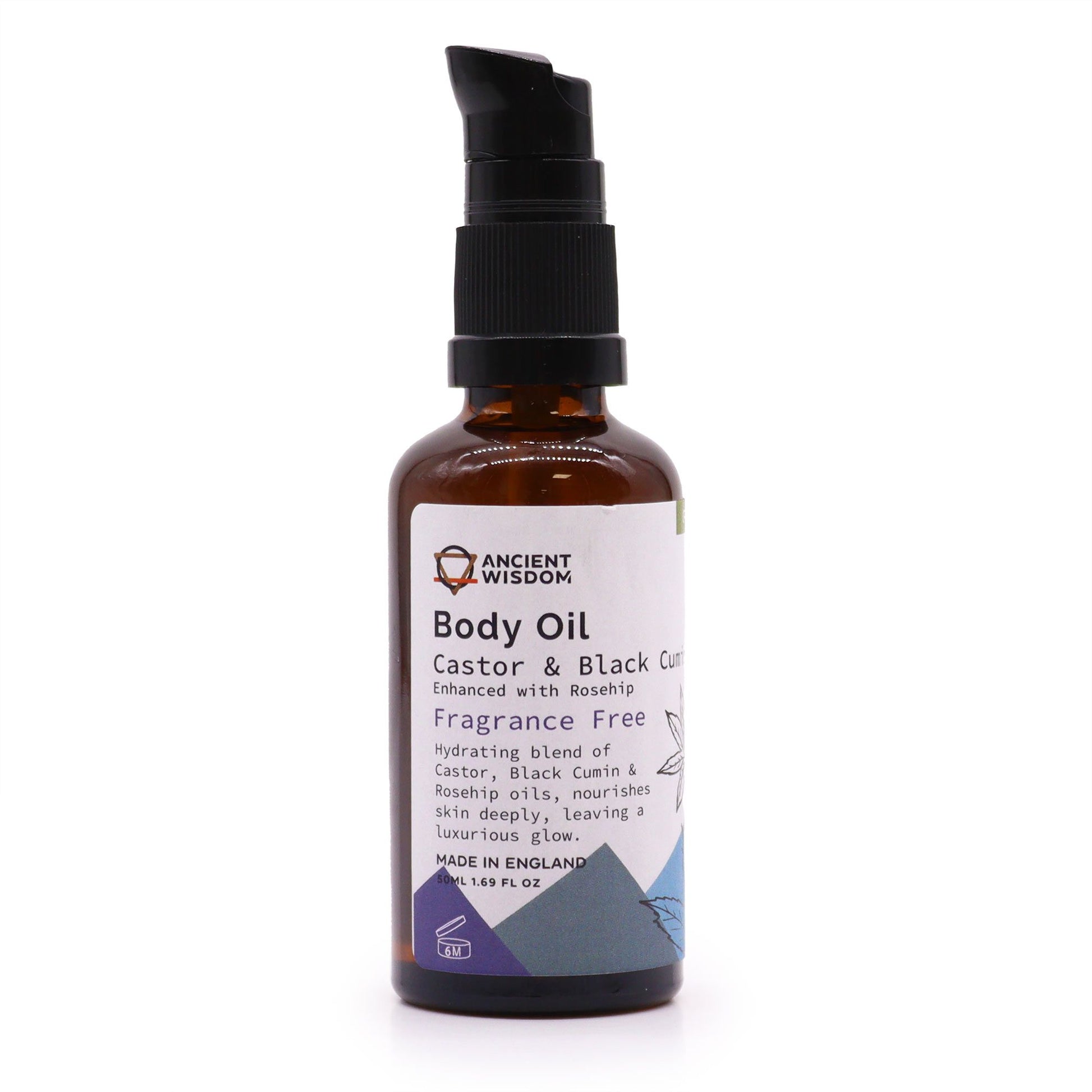 Bio Aromatherapie-Körperöl 50 ml mit Hagebutte, duftfrei.