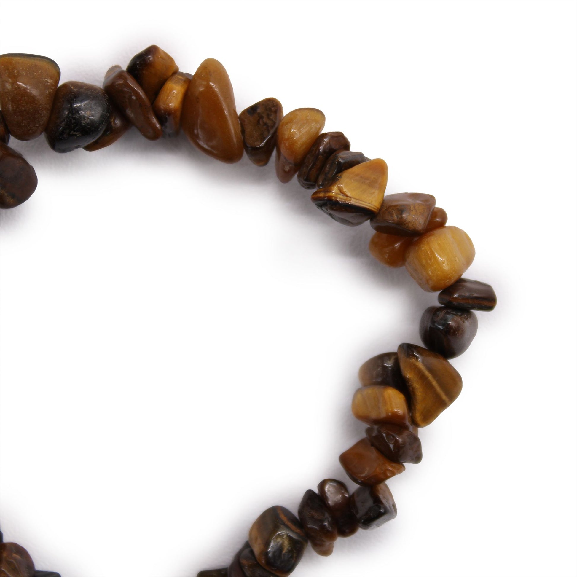 Armband aus geschliffenen Tigerauge-Steinen in Braun- und Goldtönen.