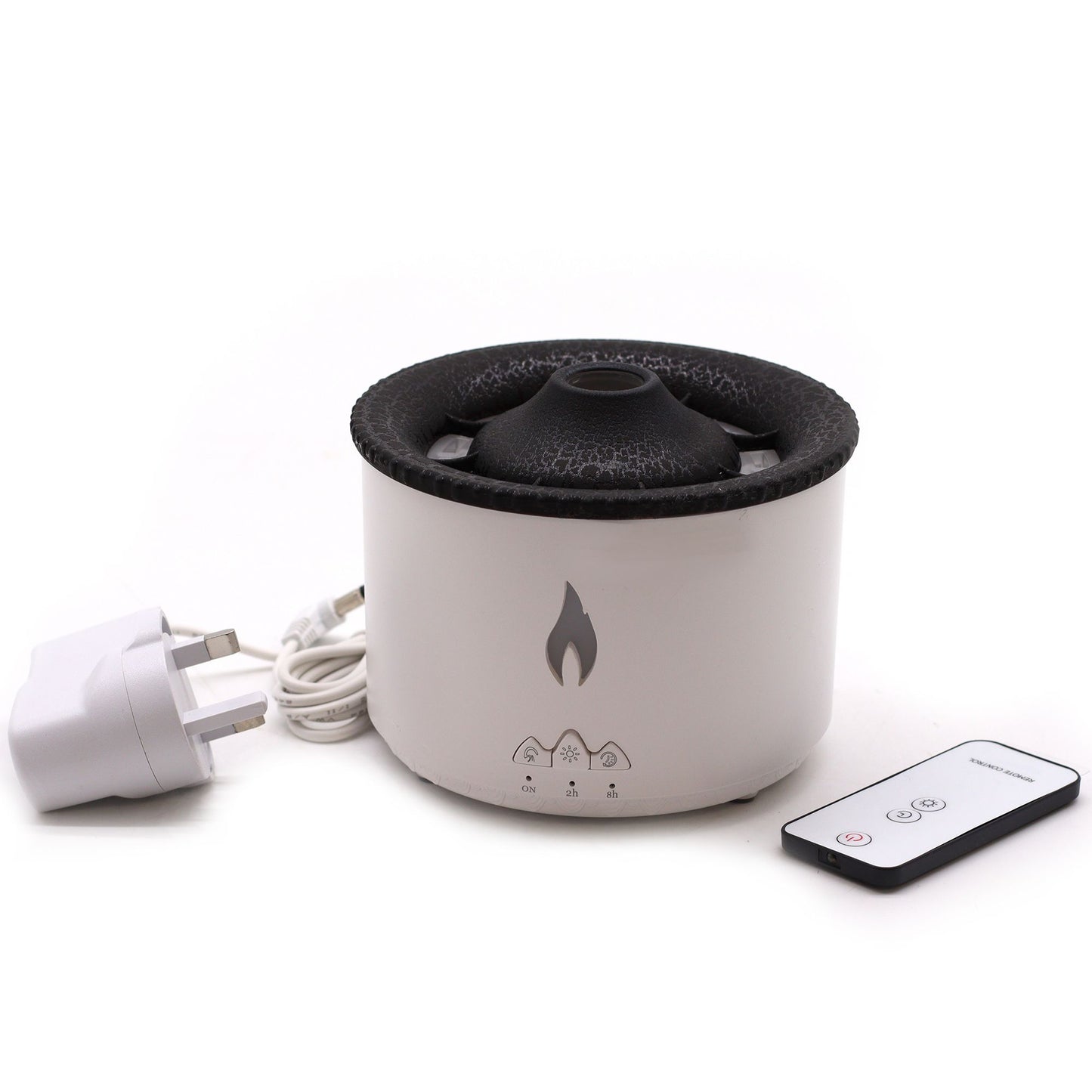 Medium volcano effect aroma diffuser with plug and remote control.