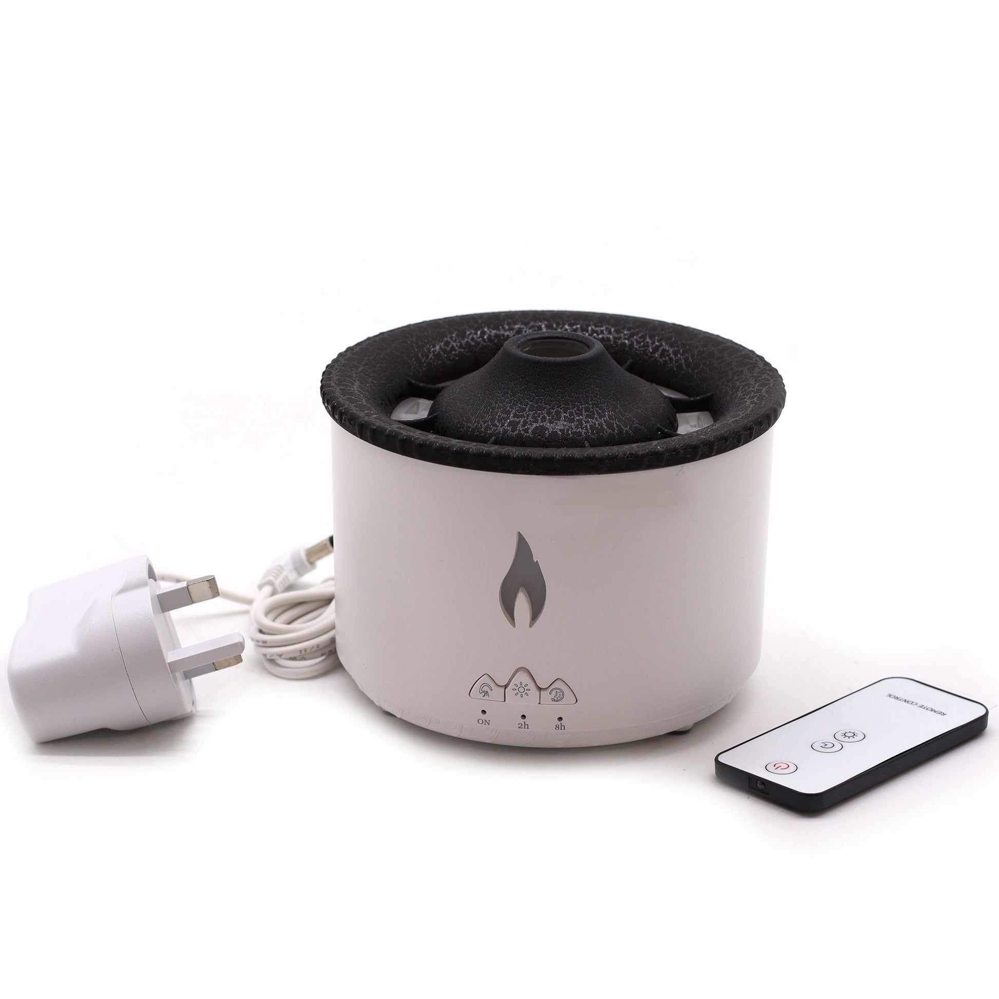Medium volcano effect aroma diffuser with plug and remote control.