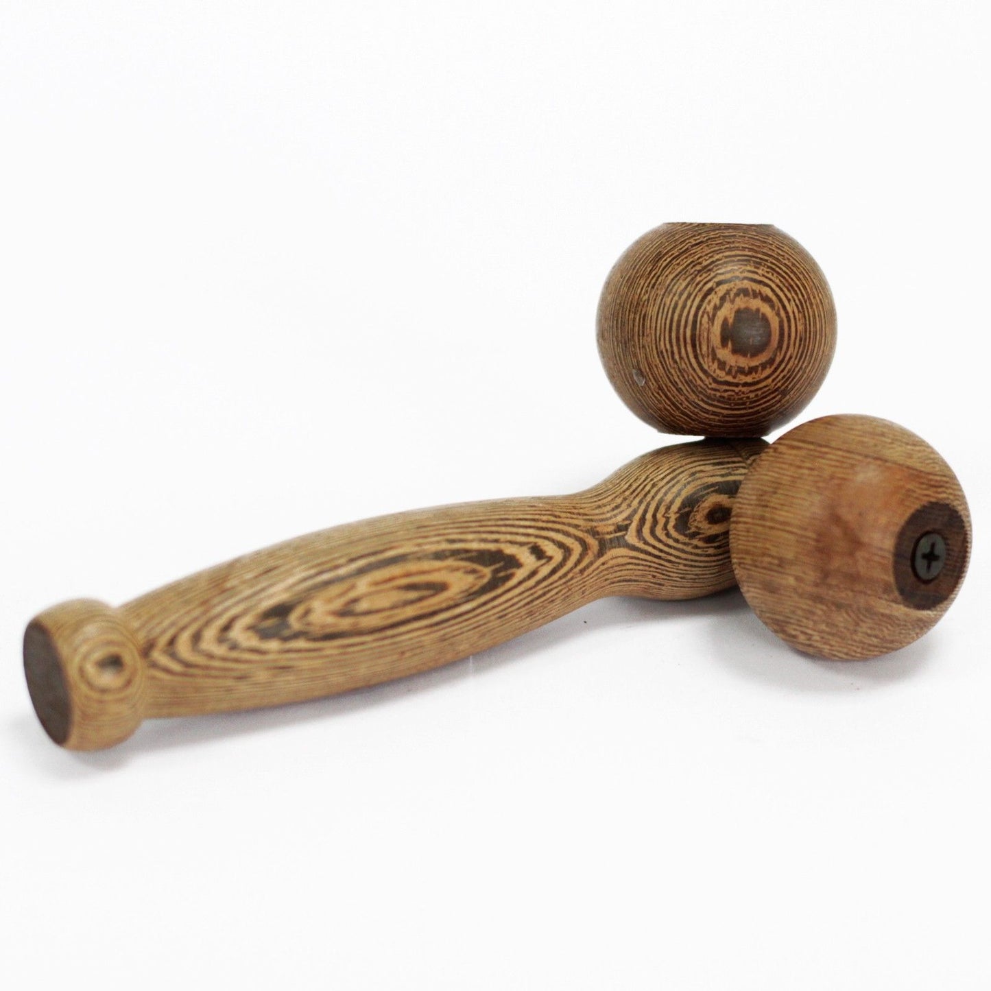Holz Massageball-Roller mit zwei Kugeln zur Muskelentspannung.