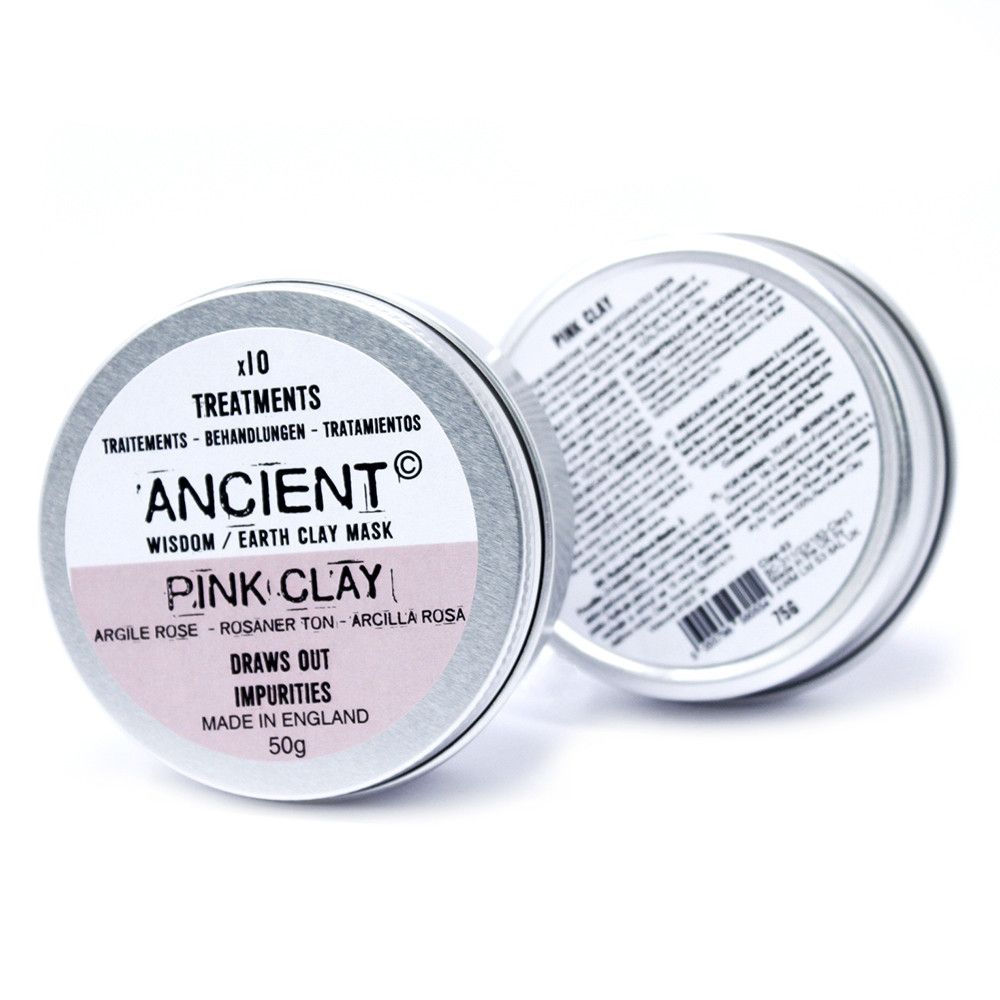 Rosa Kaolin-Tonerde-Gesichtsmaske in einer Dose mit 10 Behandlungen.