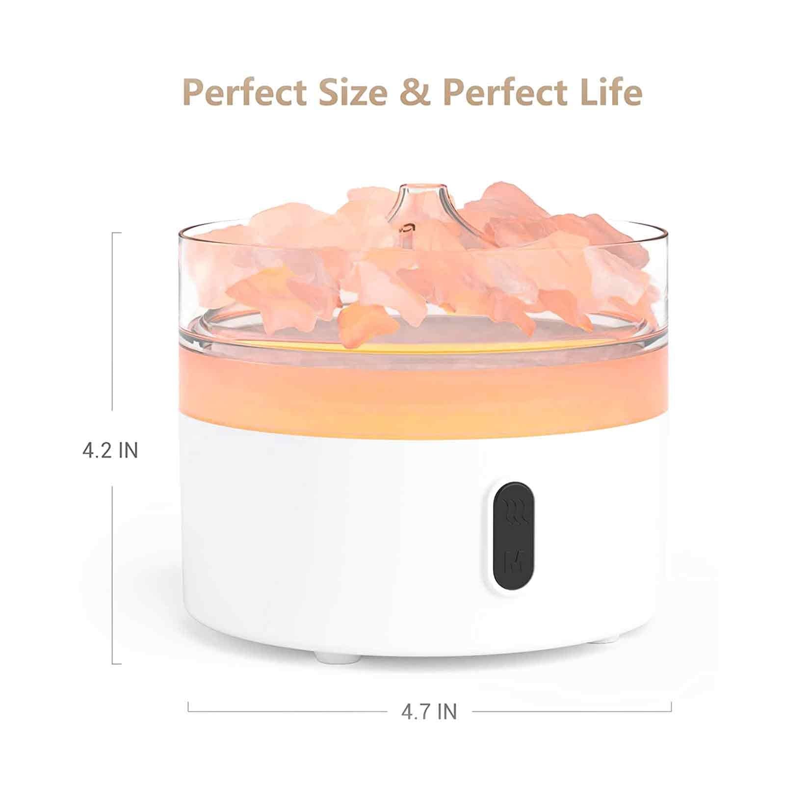 Himalaya-Salz-Aroma-Diffusor mit Flammeneffekt und Nachtlichtfunktion.