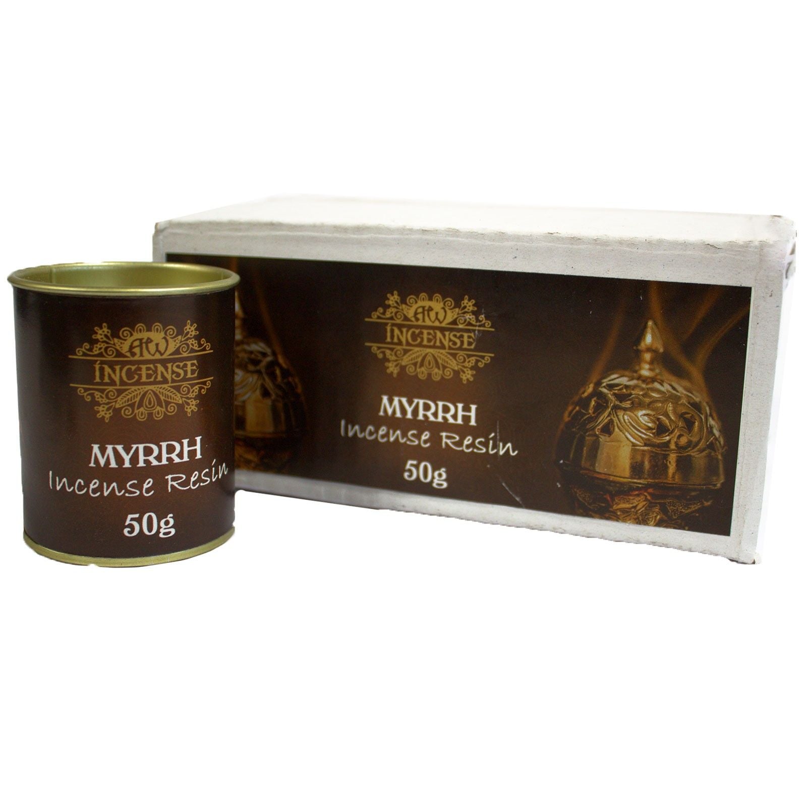 Myrrhe Räucherharz in einer 50g Dose.