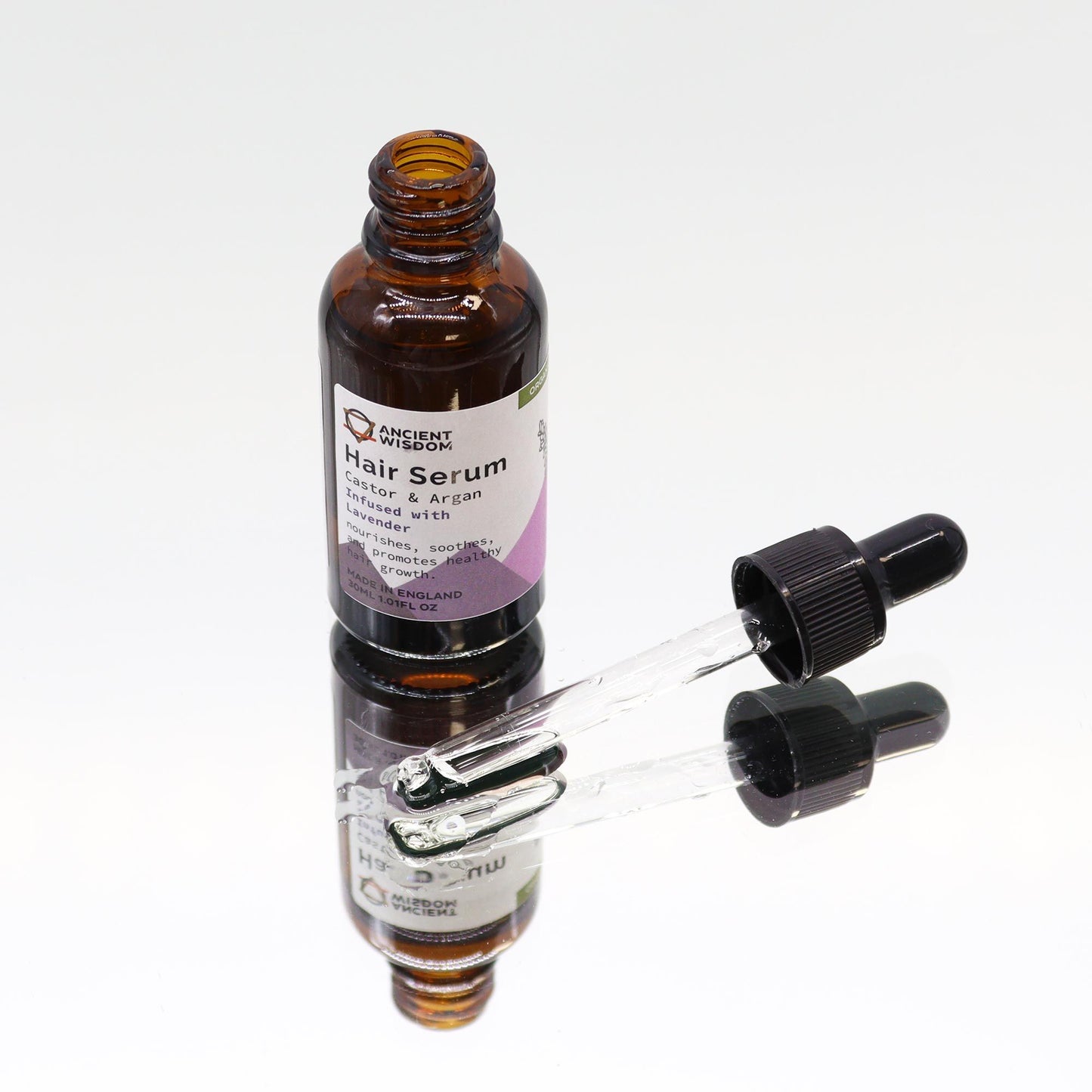 Bio-Lavendel Haarserum in Braunglasflasche mit Pipette, 30ml.