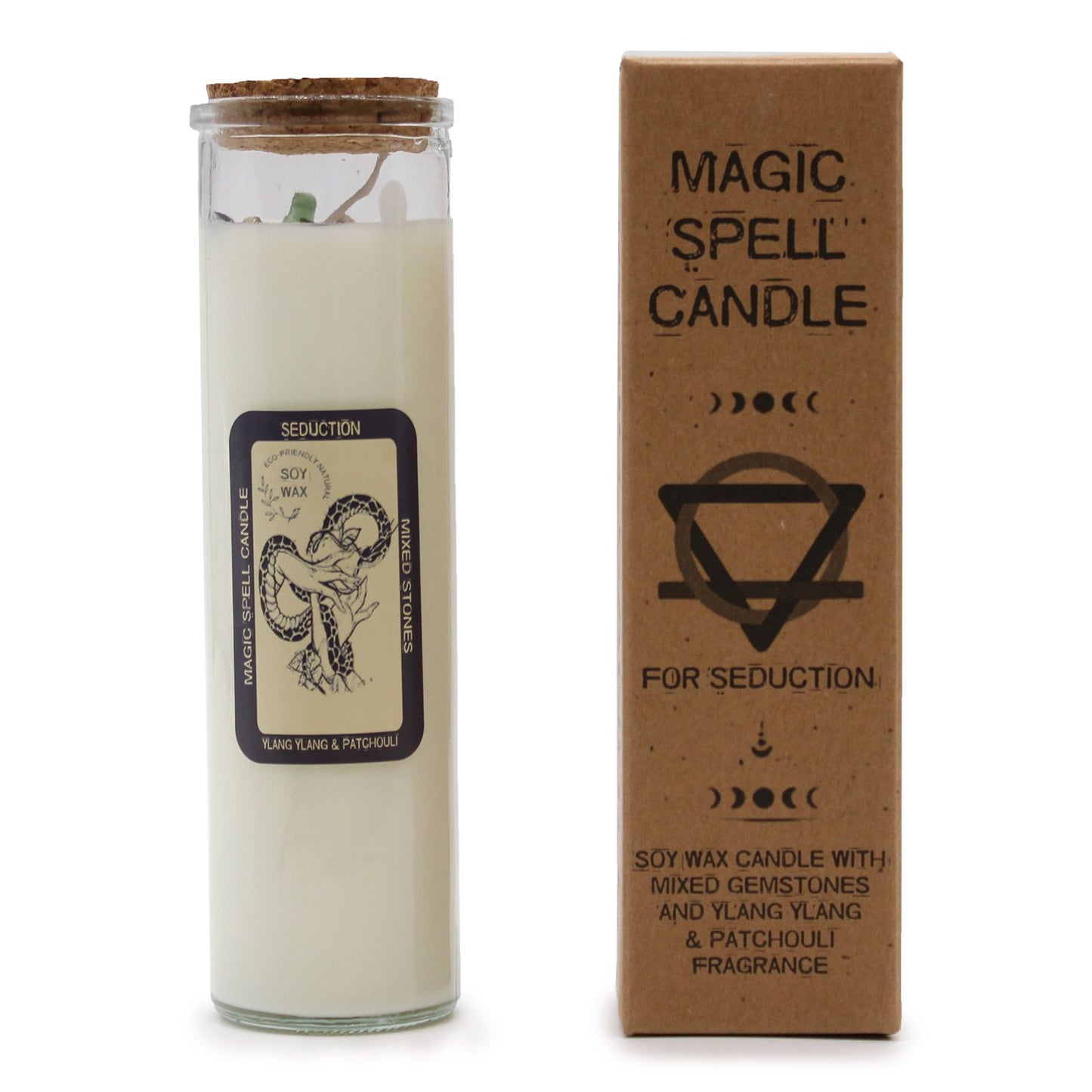 Ritualkerze Seduction mit Edelsteinen und Ylang Ylang Patchouli Duft