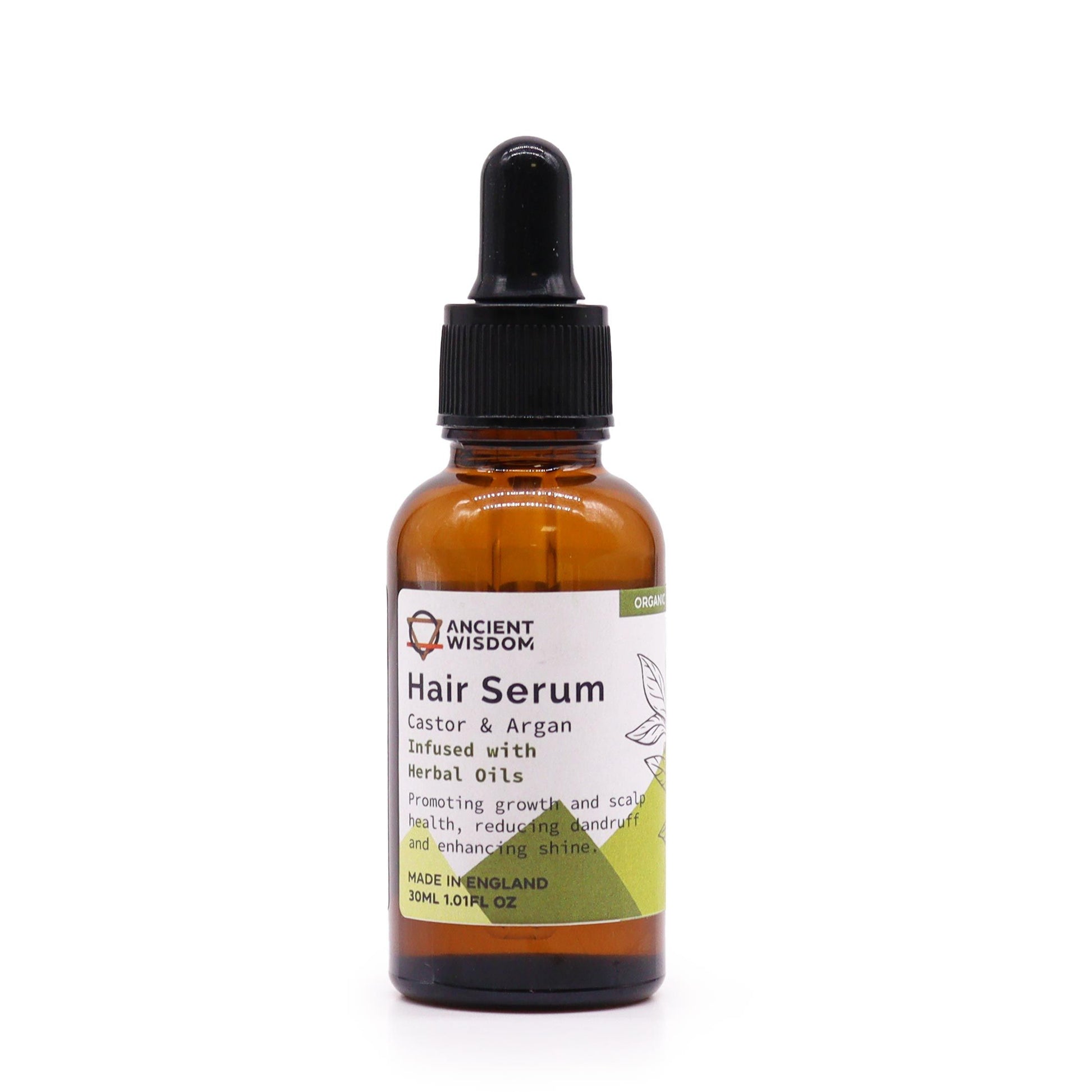 Bio-Kräuter Haarserum mit Pipette in brauner Glasflasche.