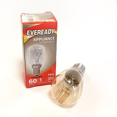 Eveready Appliance Pygmy Bulb in packaging and loose.