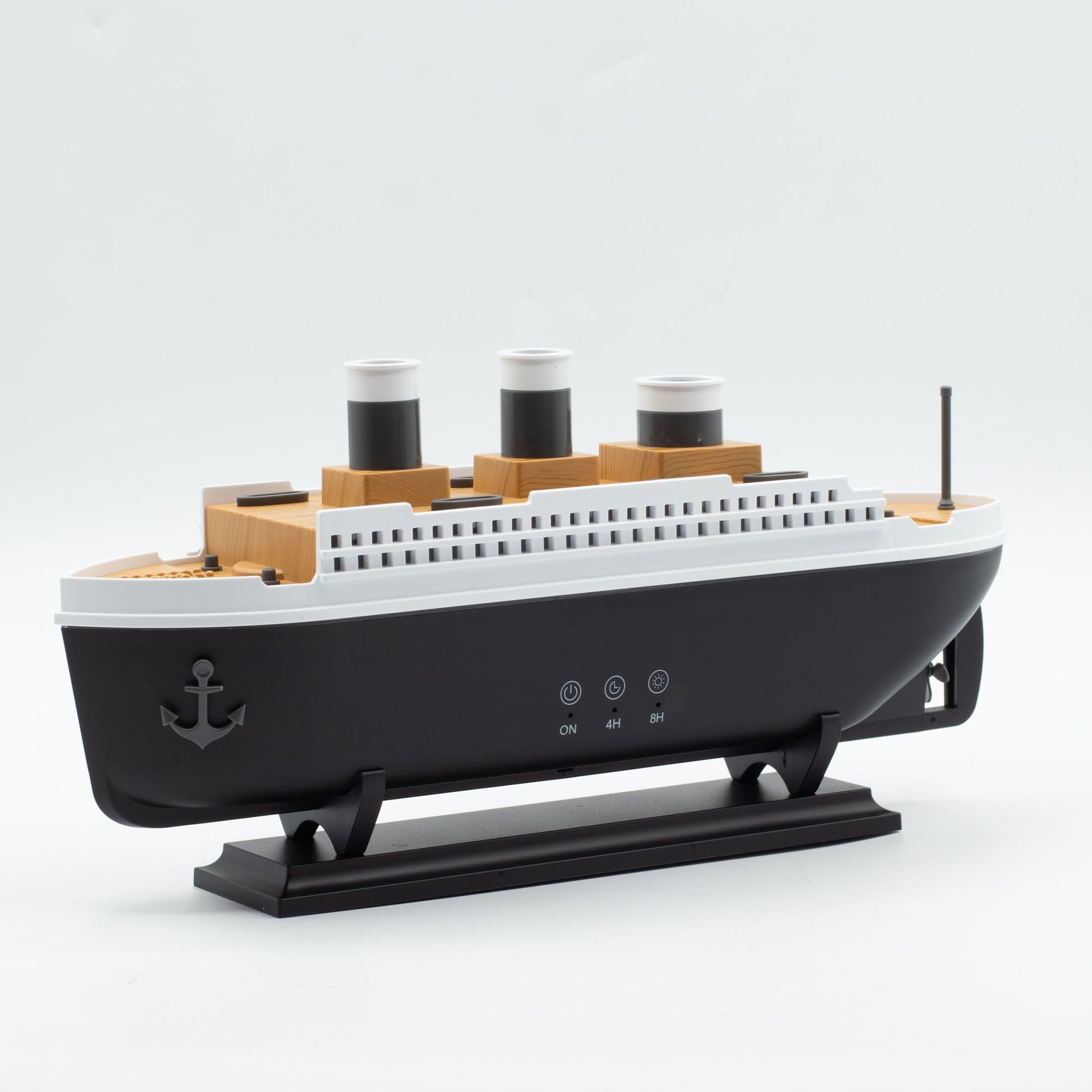 Ship model aroma diffuser with puff effect and color-changing LED.