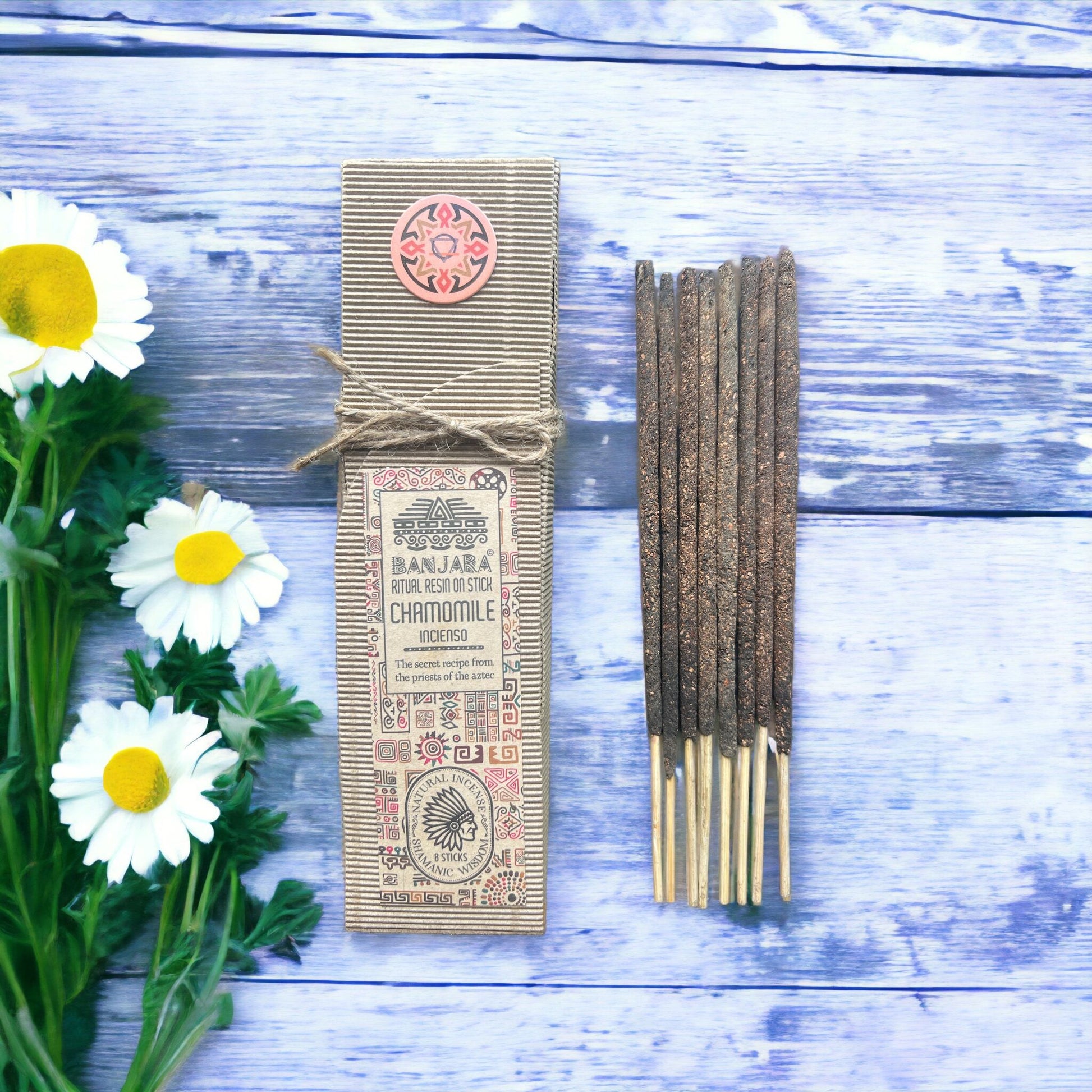 Ritual Resins on Stick Chamomile incense sticks with daisies.