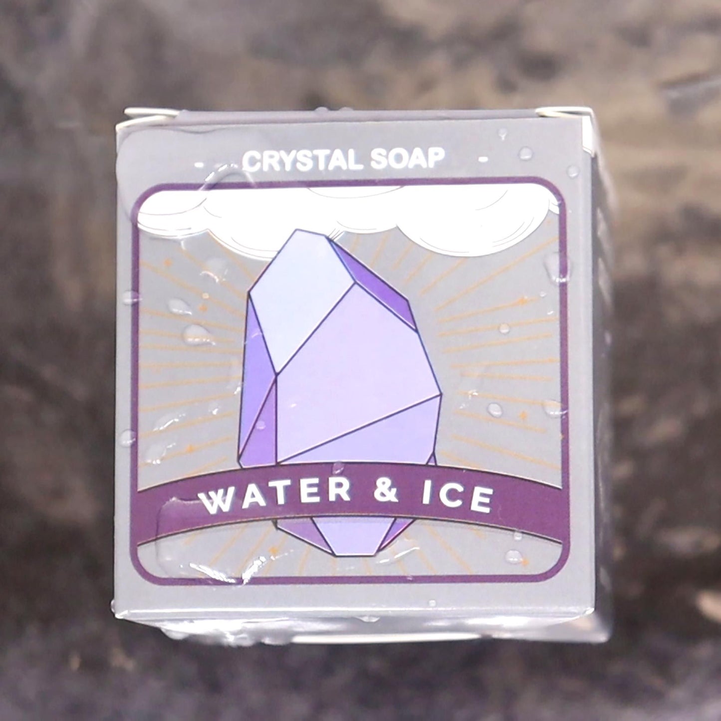 Crystal Elemental Soap - Water & Ice with a purple crystal design.
