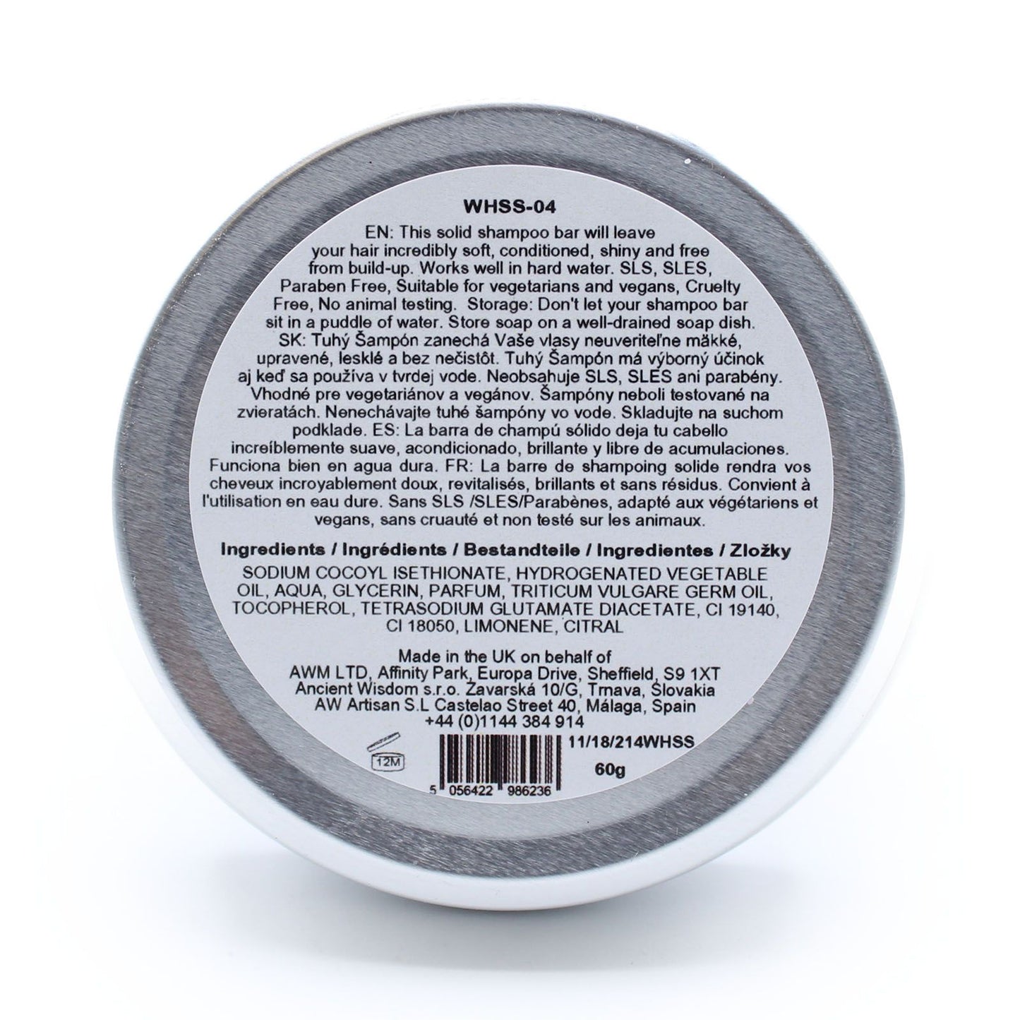 Wild Hare Tutti Frutti solid shampoo bar in a tin.