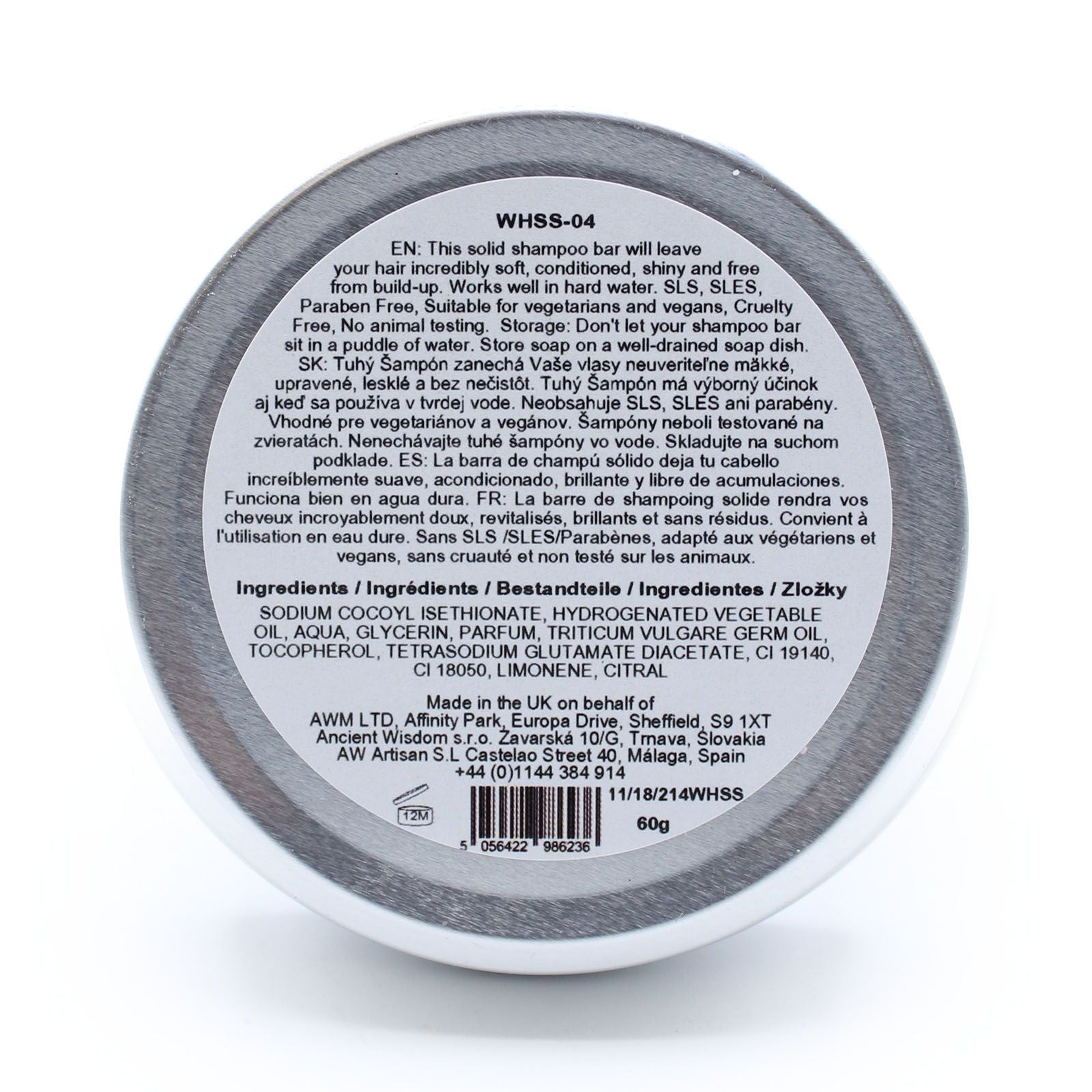 Wild Hare Tutti Frutti solid shampoo bar in a tin.