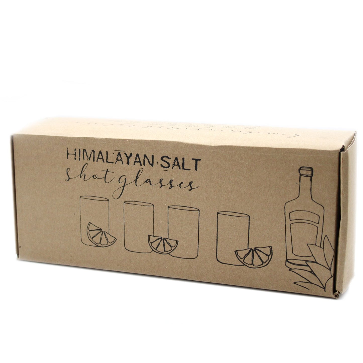 Shotgläser-Set aus Himalaya-Salz mit Holzständer.