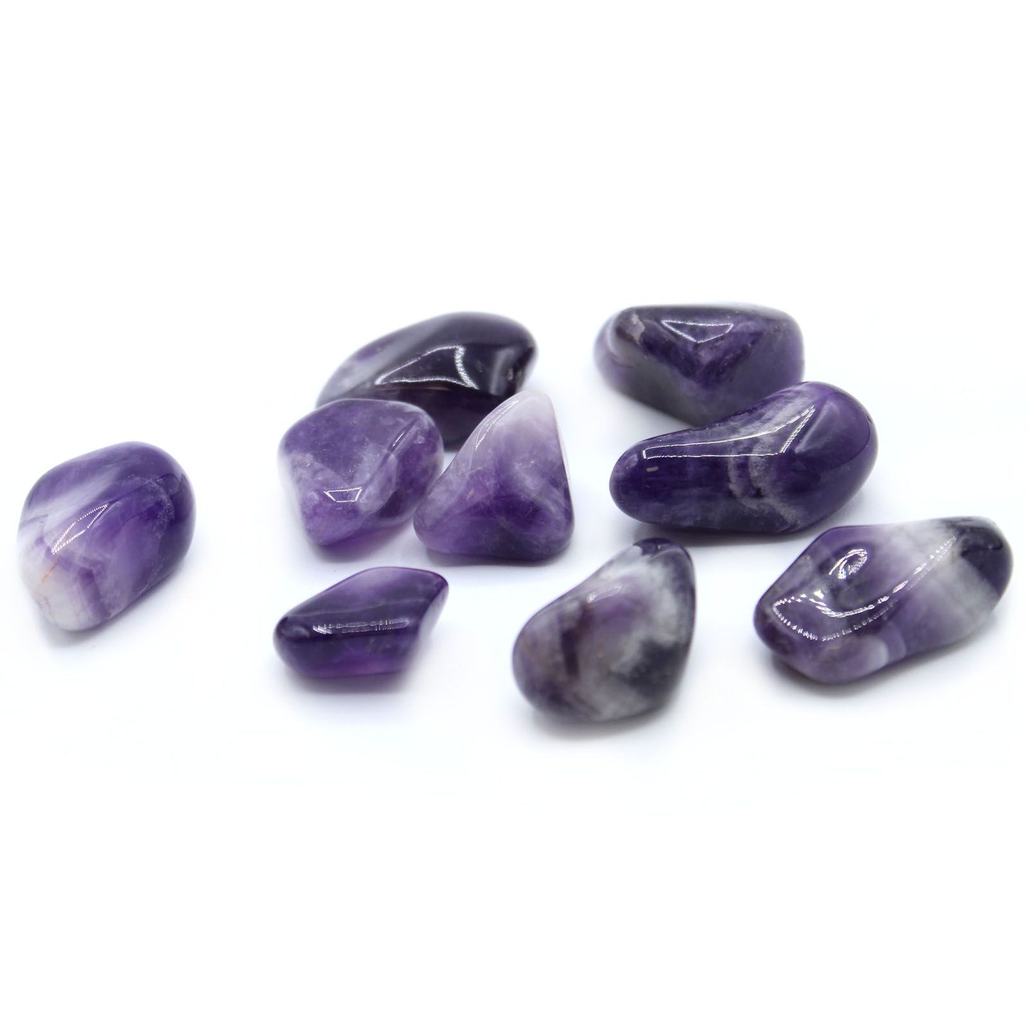 24 große Trommelsteine gebänderter Amethyst (A Klasse)