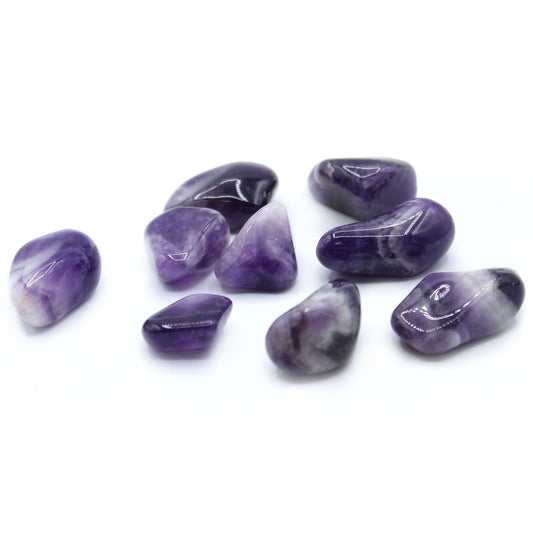 24 große Trommelsteine gebänderter Amethyst (A Klasse)