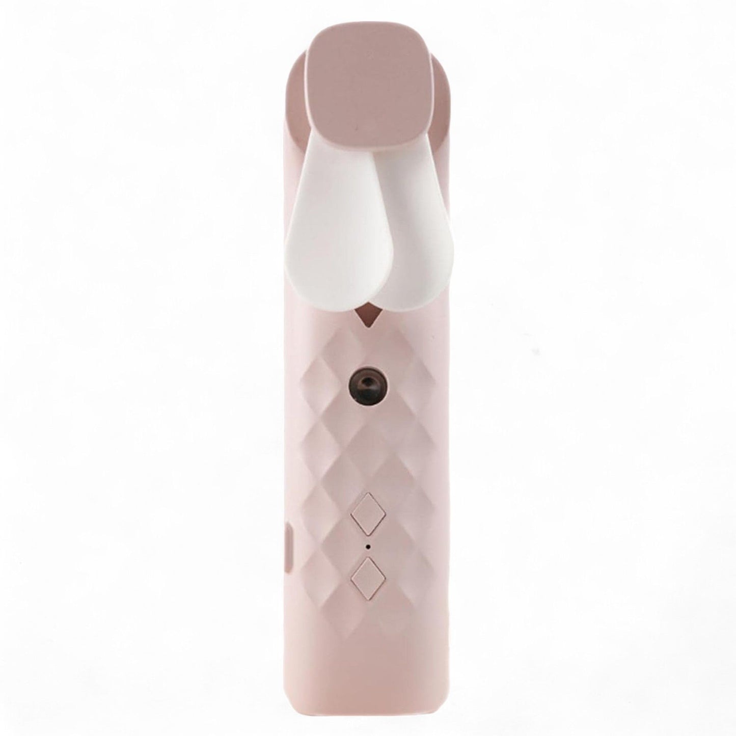 Pink nano mist face fan and spray with bunny ear design.