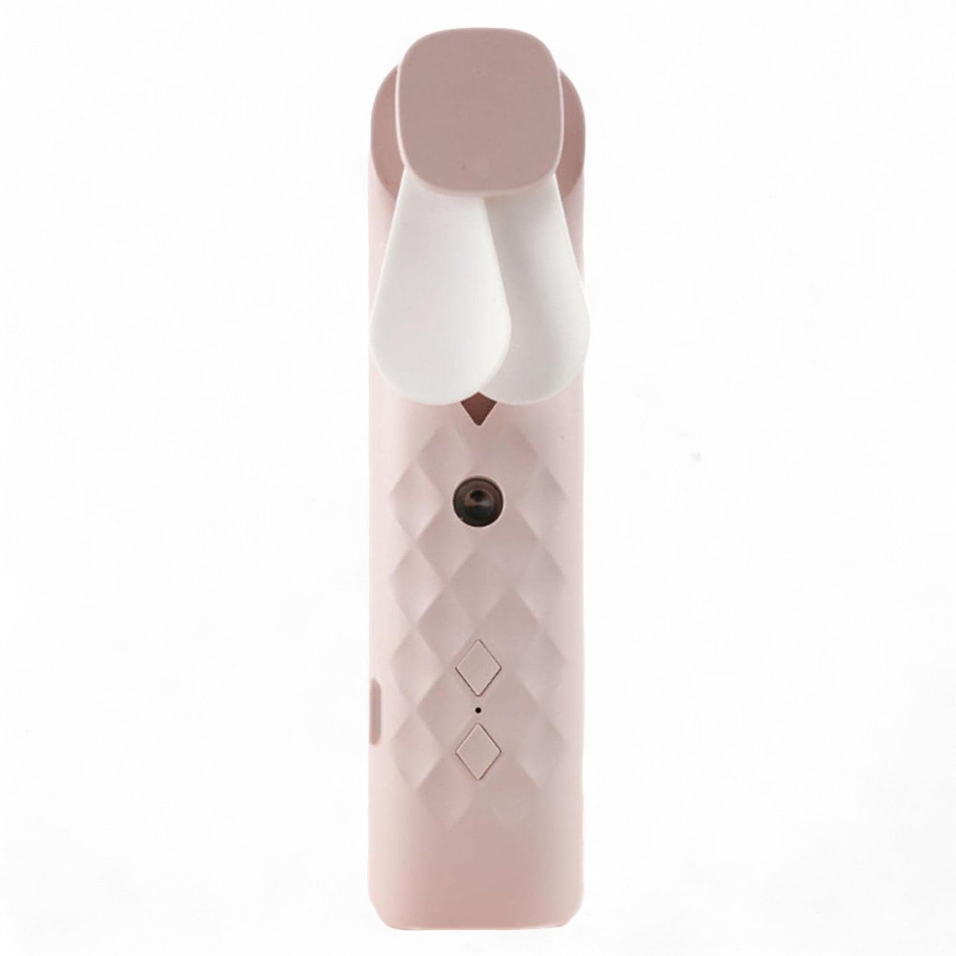 Pink nano mist face fan and spray with bunny ear design.